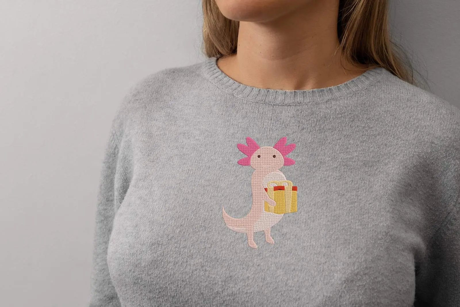Cute Axolotl Machine Embroidery Design Bundle | Kawaii Animal Files thumbnail 8
