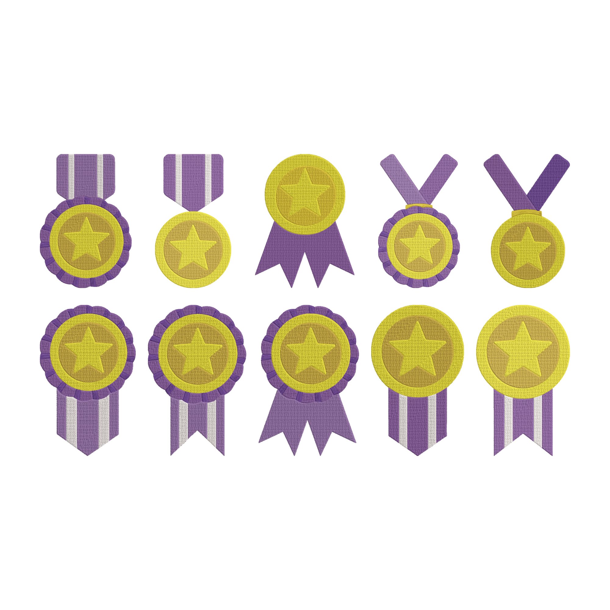 Award Medal Machine Embroidery Design Bundle | Ribbon Badge File
