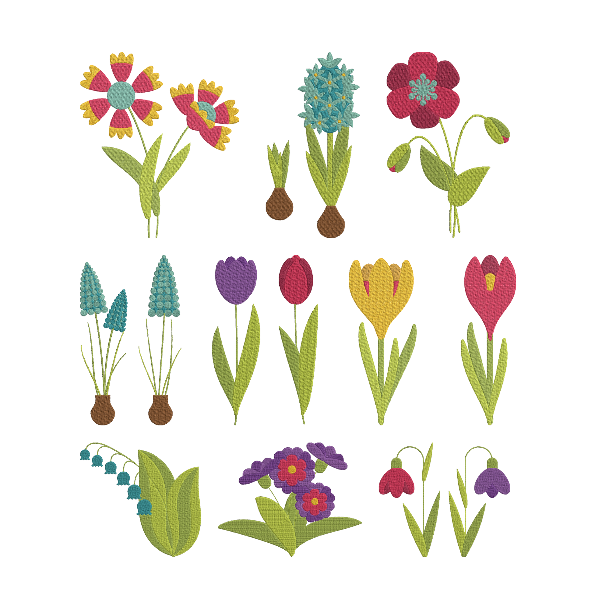 Spring Floral Machine Embroidery Design Bundle | Tulip Flower Files
