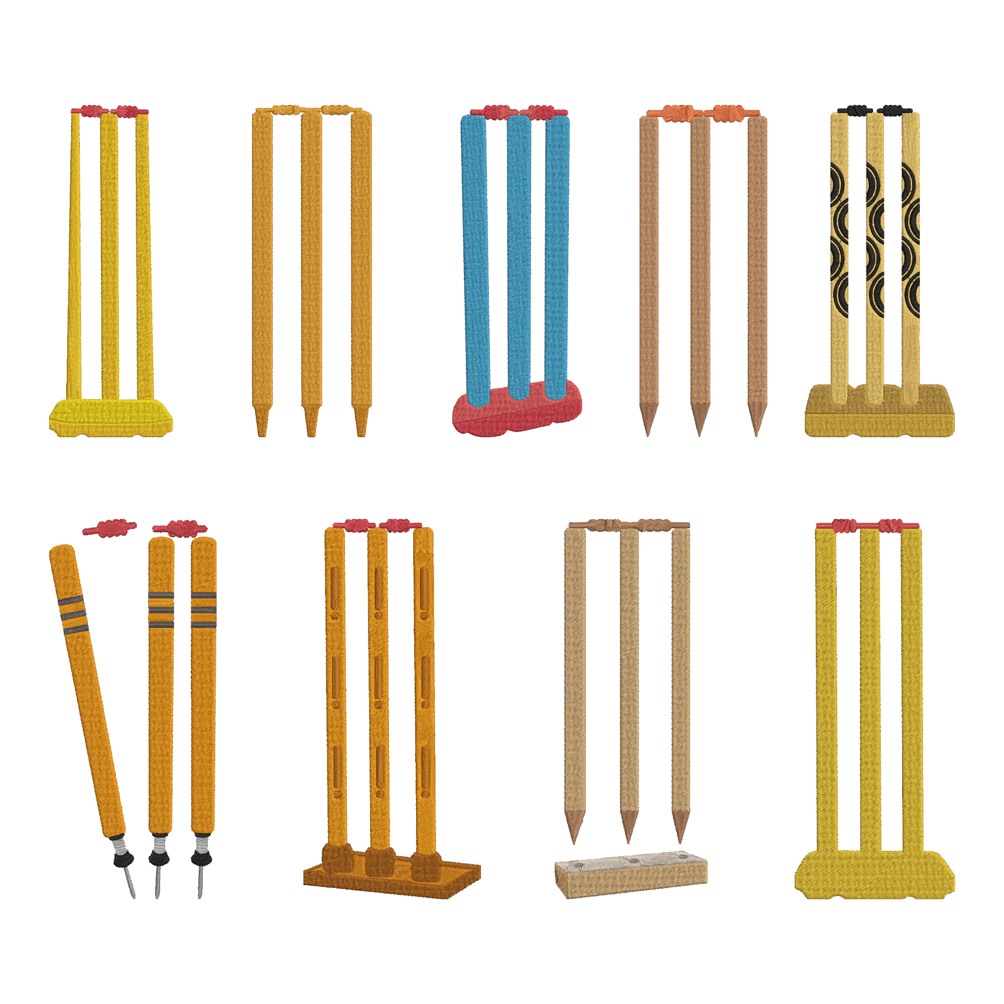 Cricket Stumps Machine Embroidery Design Bundle | Wicket Sports Files