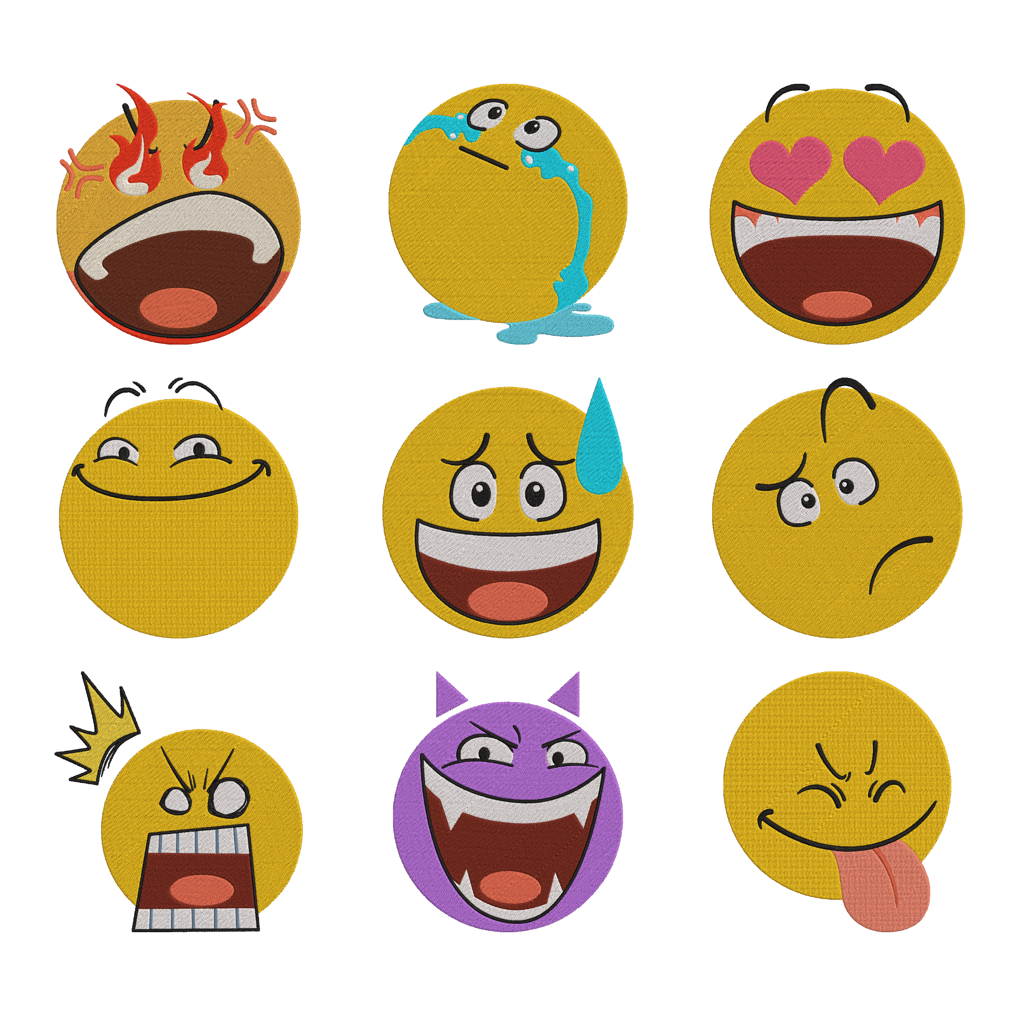 Emoji Machine Embroidery Design Bundle | Cute Smiley Face Files