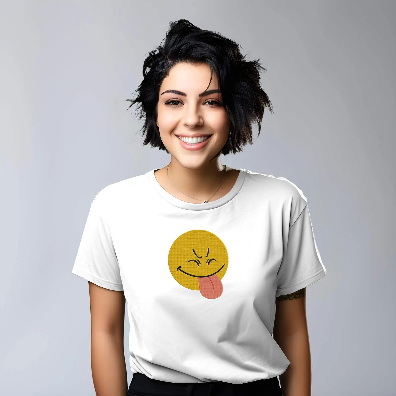 Emoji Machine Embroidery Design Bundle | Cute Smiley Face Files thumbnail 12