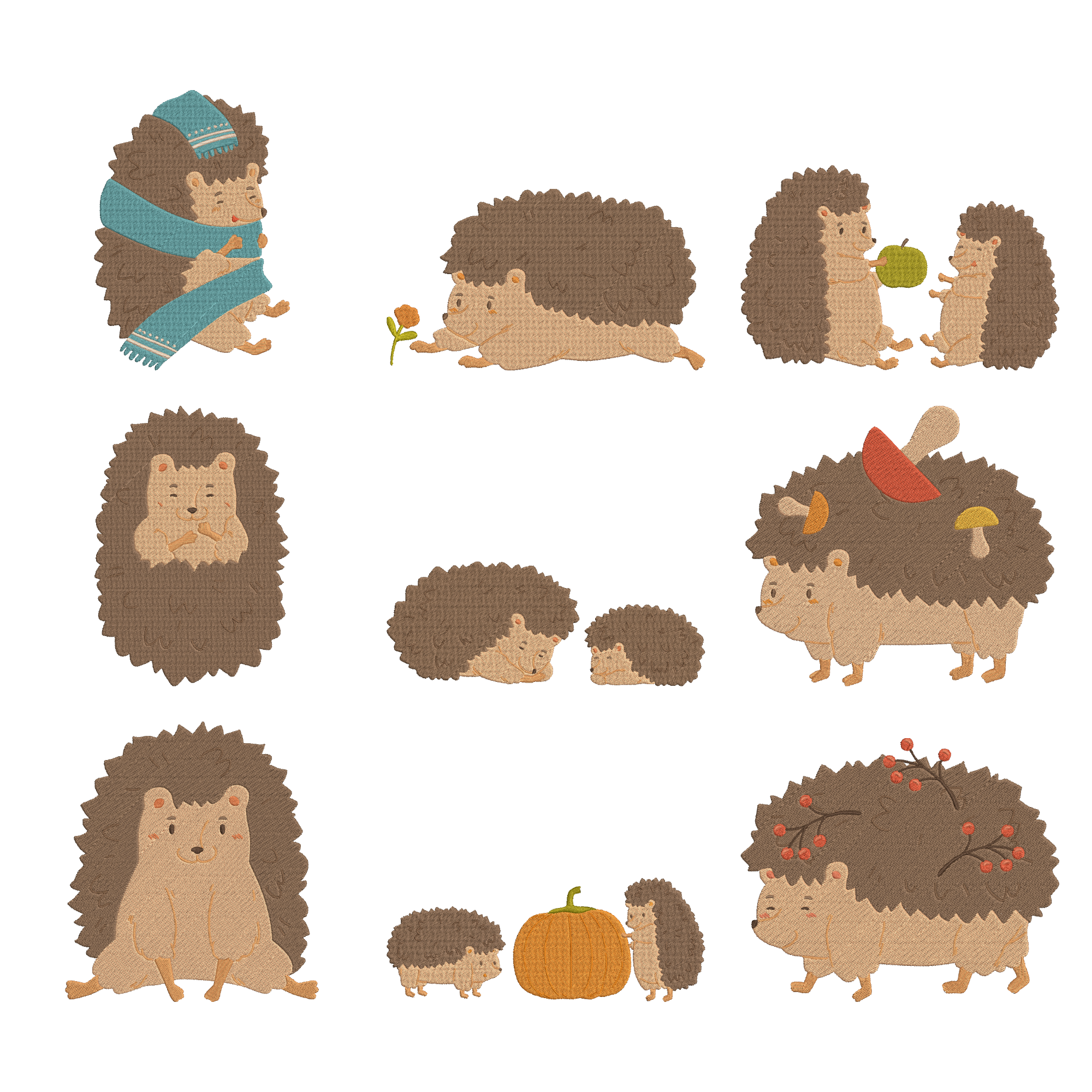Cute Hedgehog Machine Embroidery Design Bundle | Fall Animal Files
