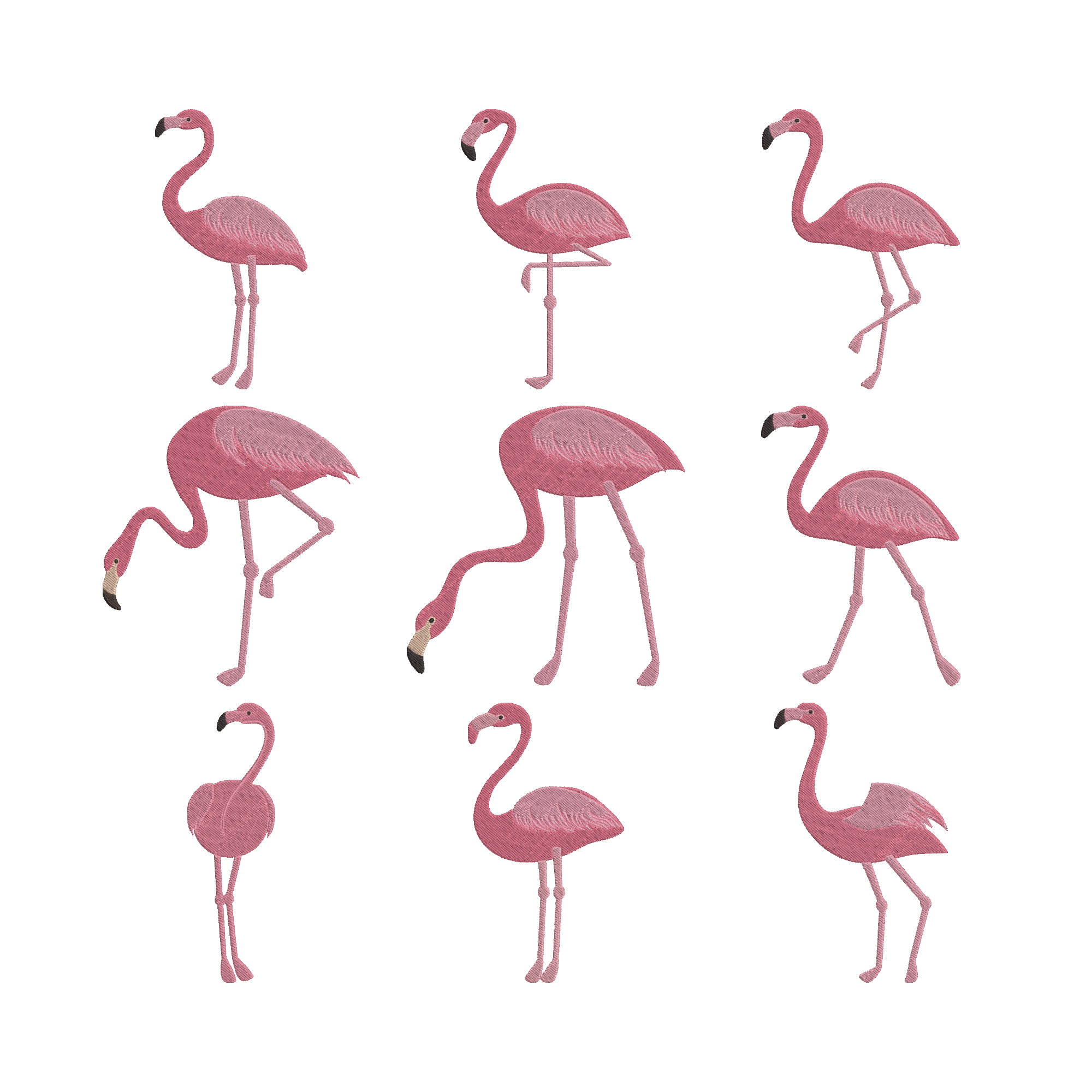 Flamingo Embroidery Bundle, Pink Flamingo Machine Embroidery Design, Tropical Bird Embroidery Files, 9 Designs, Instant Download