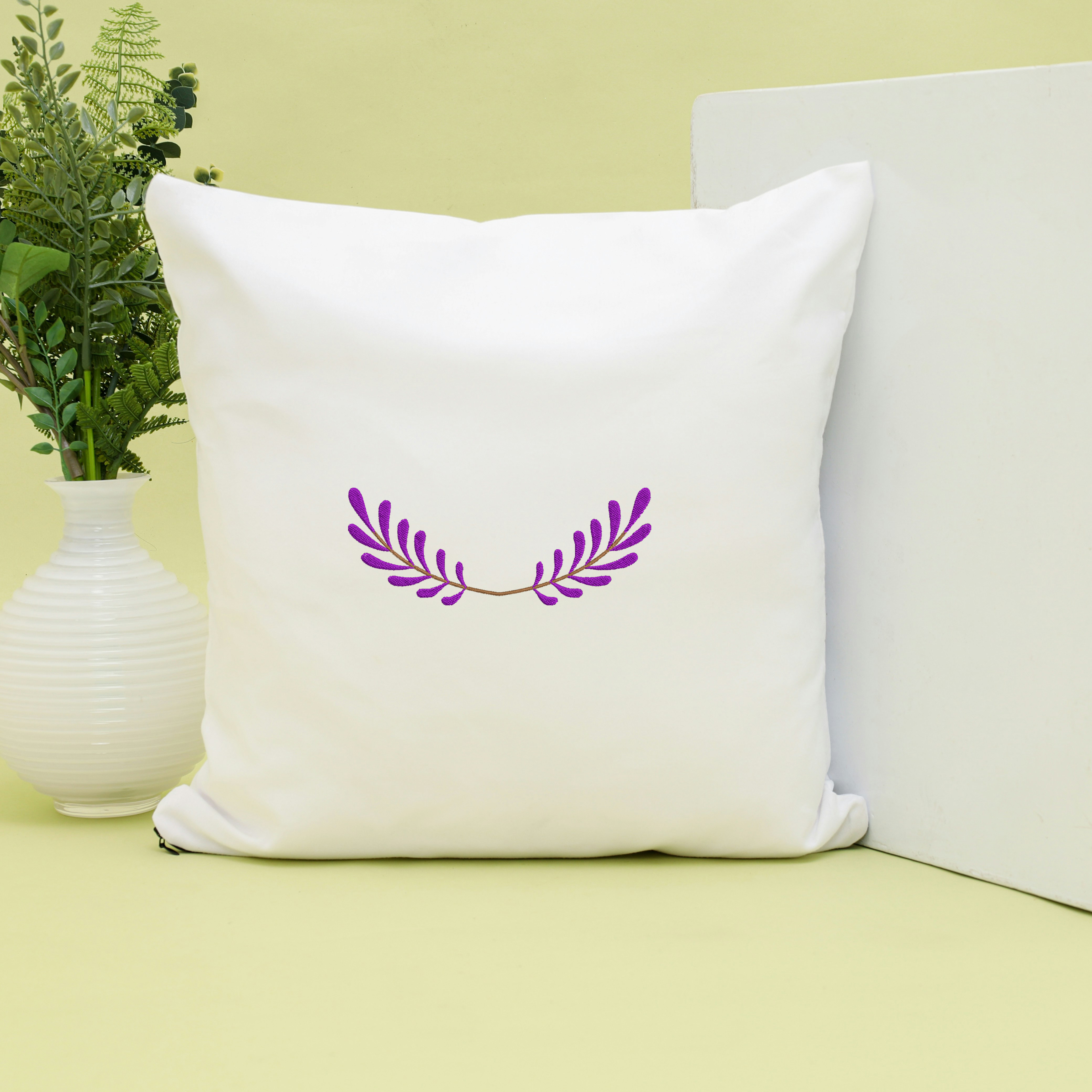 Floral Laurel Embroidery Design Bundle, Leaf Border Machine Embroidery Files, Minimal Botanical Frame Design, Instant Download thumbnail 6