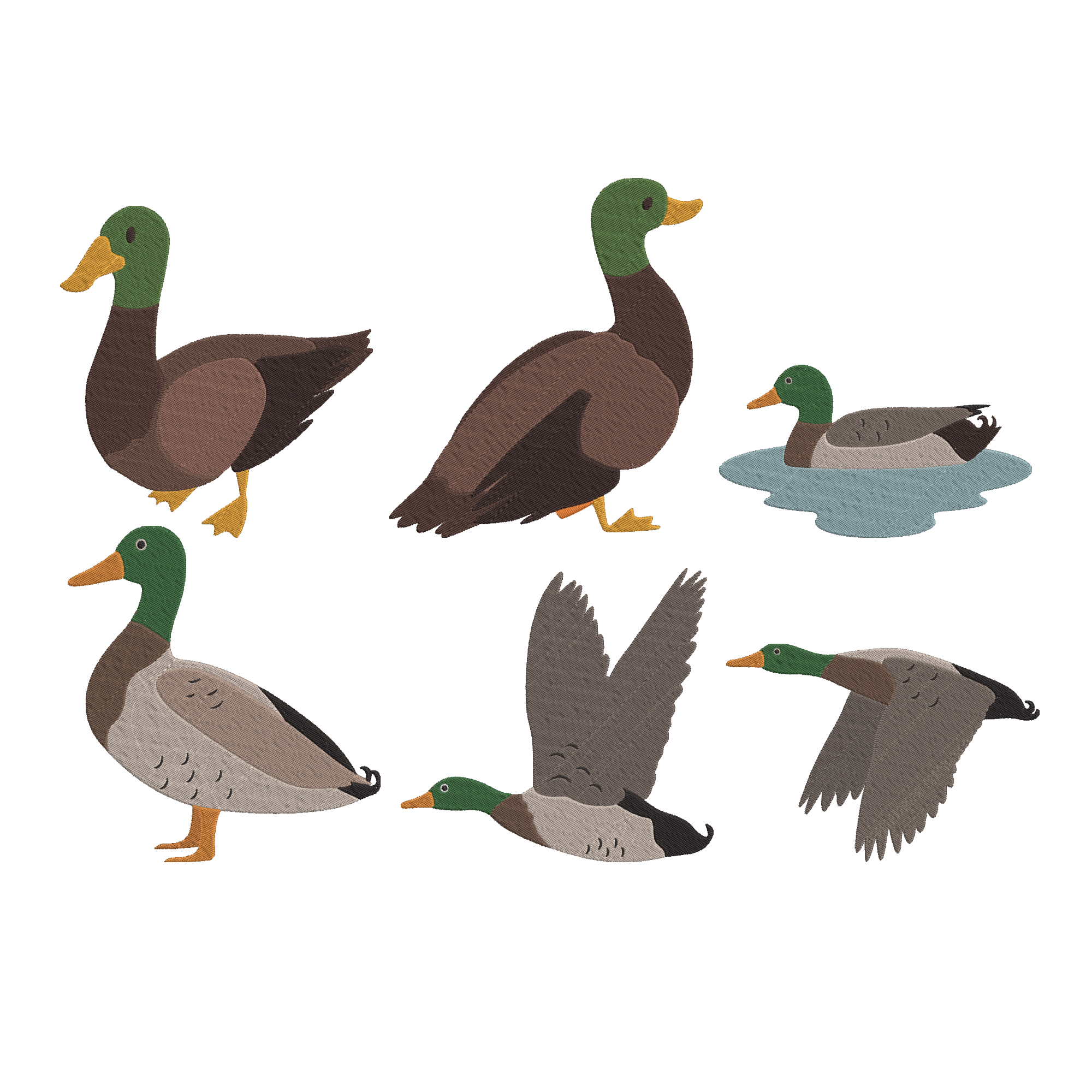 Duck Embroidery Design Bundle, Mallard Duck Machine Embroidery Files, Bird Embroidery Designs, Wildlife Embroidery