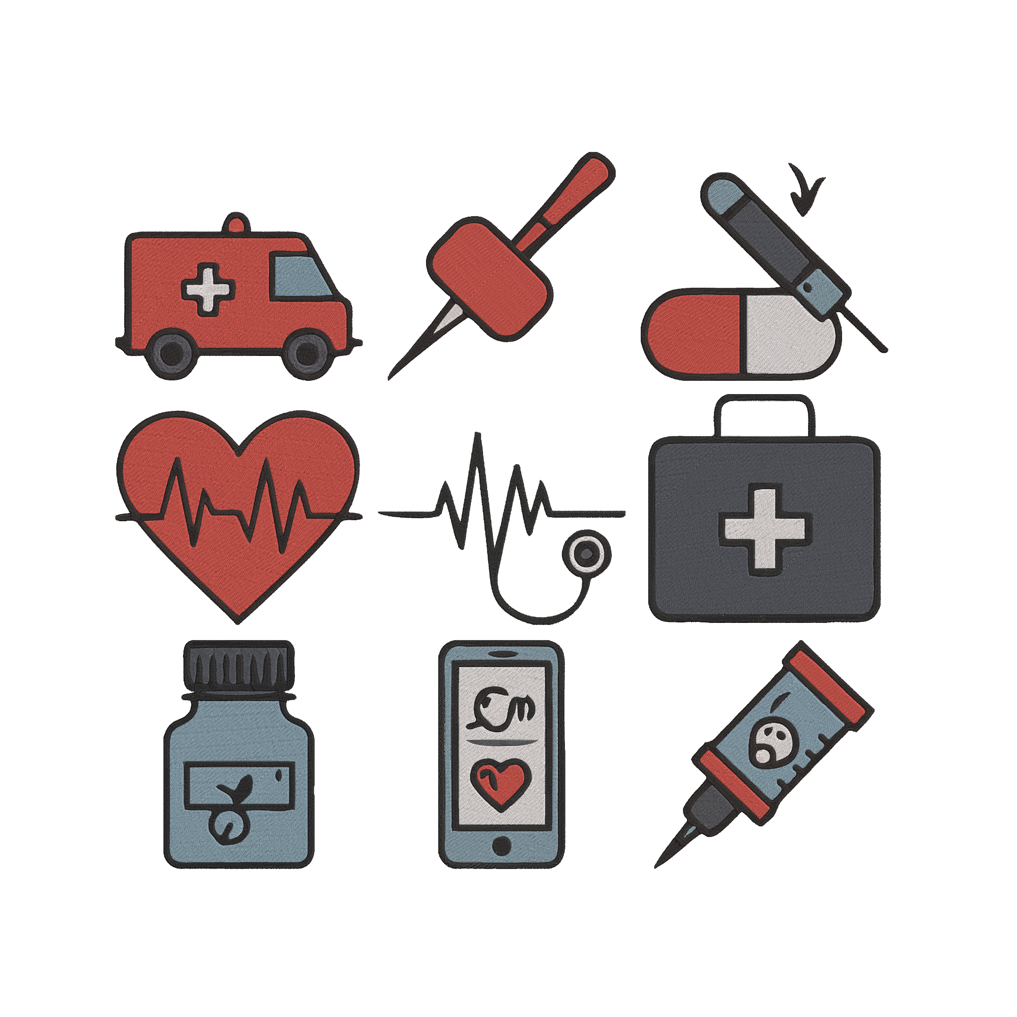 Medical Embroidery Bundle, Nurse Doctor EMT EMS Embroidery Design, Ambulance Heartbeat First Aid Medicine File, Instant Download