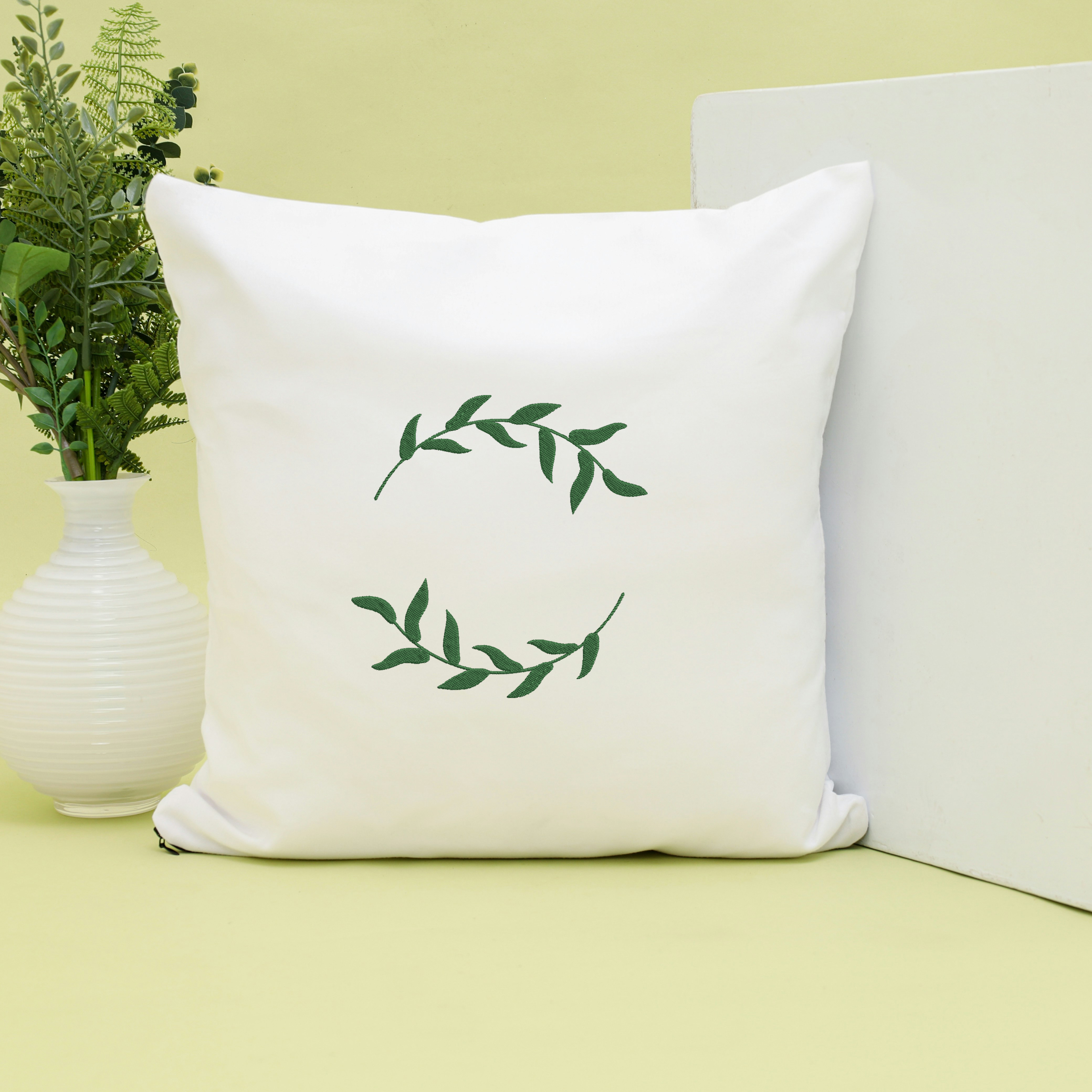 Floral Wreath Embroidery Bundle, Leaf Frame Embroidery Design, Botanical Laurel Embroidery Files, Instant Download thumbnail 4