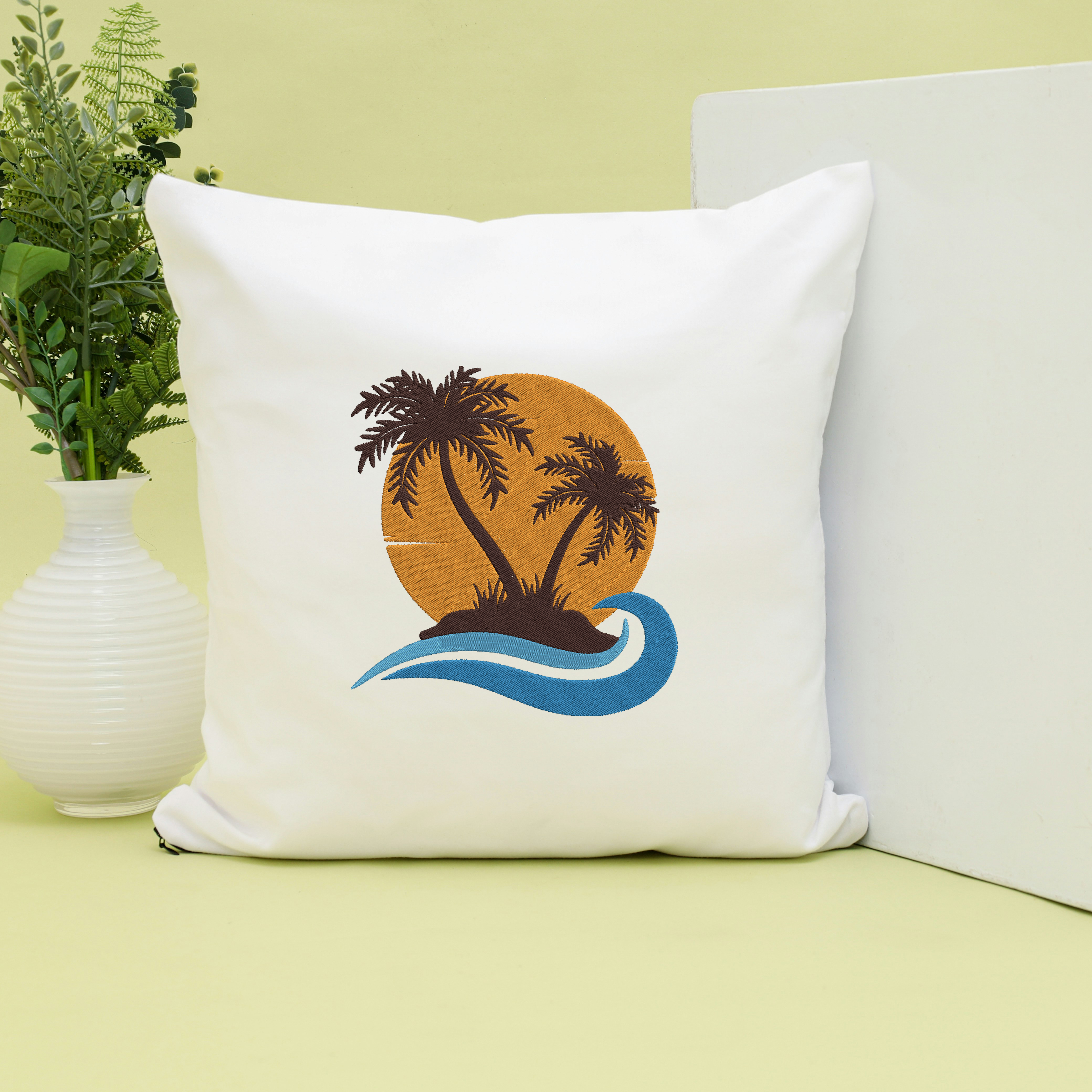 Palm Tree Sunset Embroidery Bundle, Tropical Beach Machine Embroidery Design, Island Ocean Wave Embroidery Files, Instant Download thumbnail 4