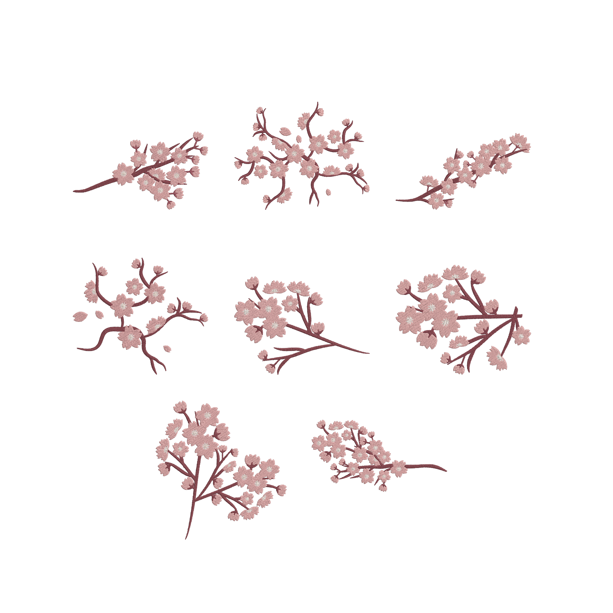 Cherry Blossom Embroidery Bundle, Sakura Branch Machine Embroidery Design, Floral Japanese Blossom Embroidery Files, Instant Download