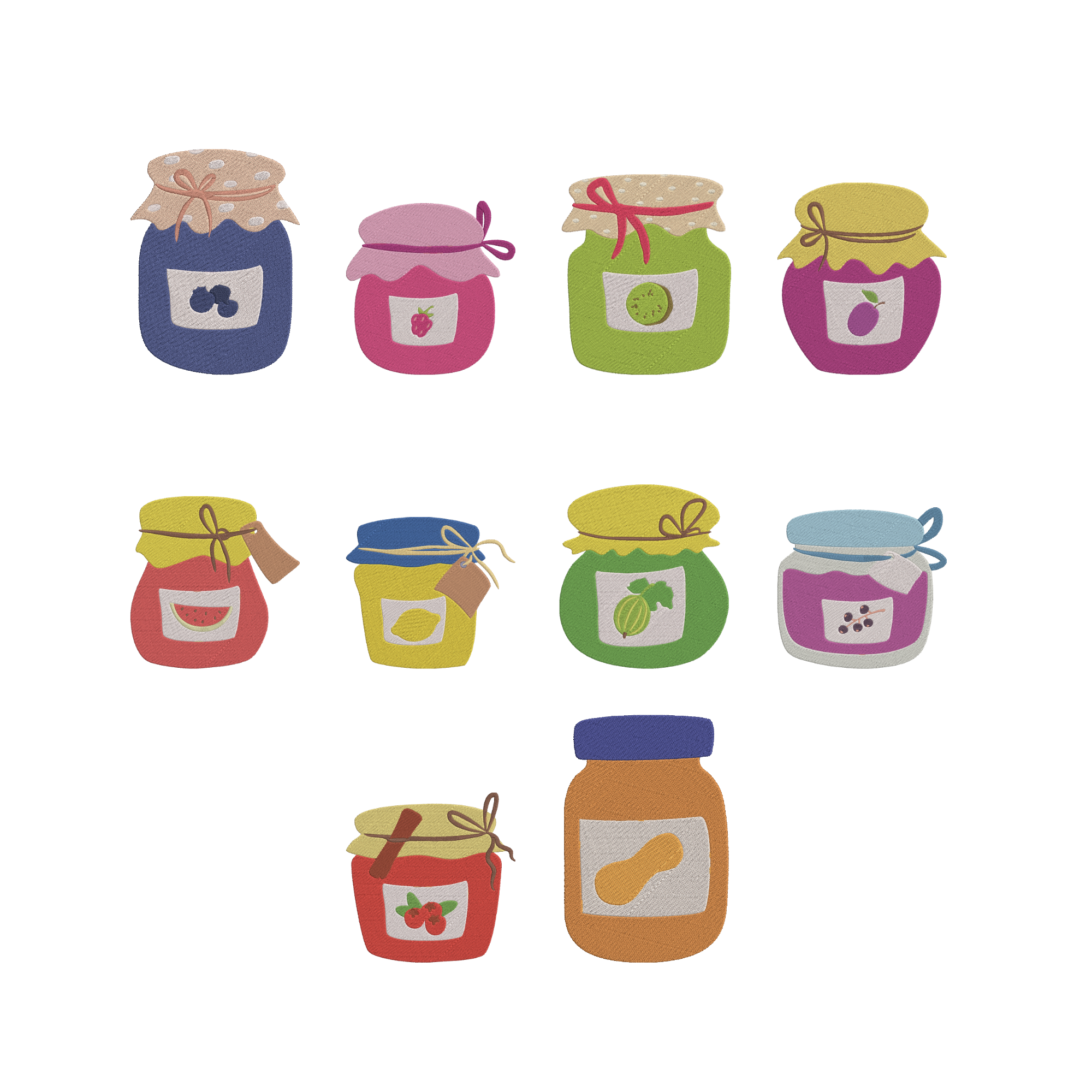 Jam Jar Embroidery Bundle, Fruit Preserve Machine Embroidery Design, Jelly Marmalade Kitchen Embroidery Files, 9 Designs, Instant Download