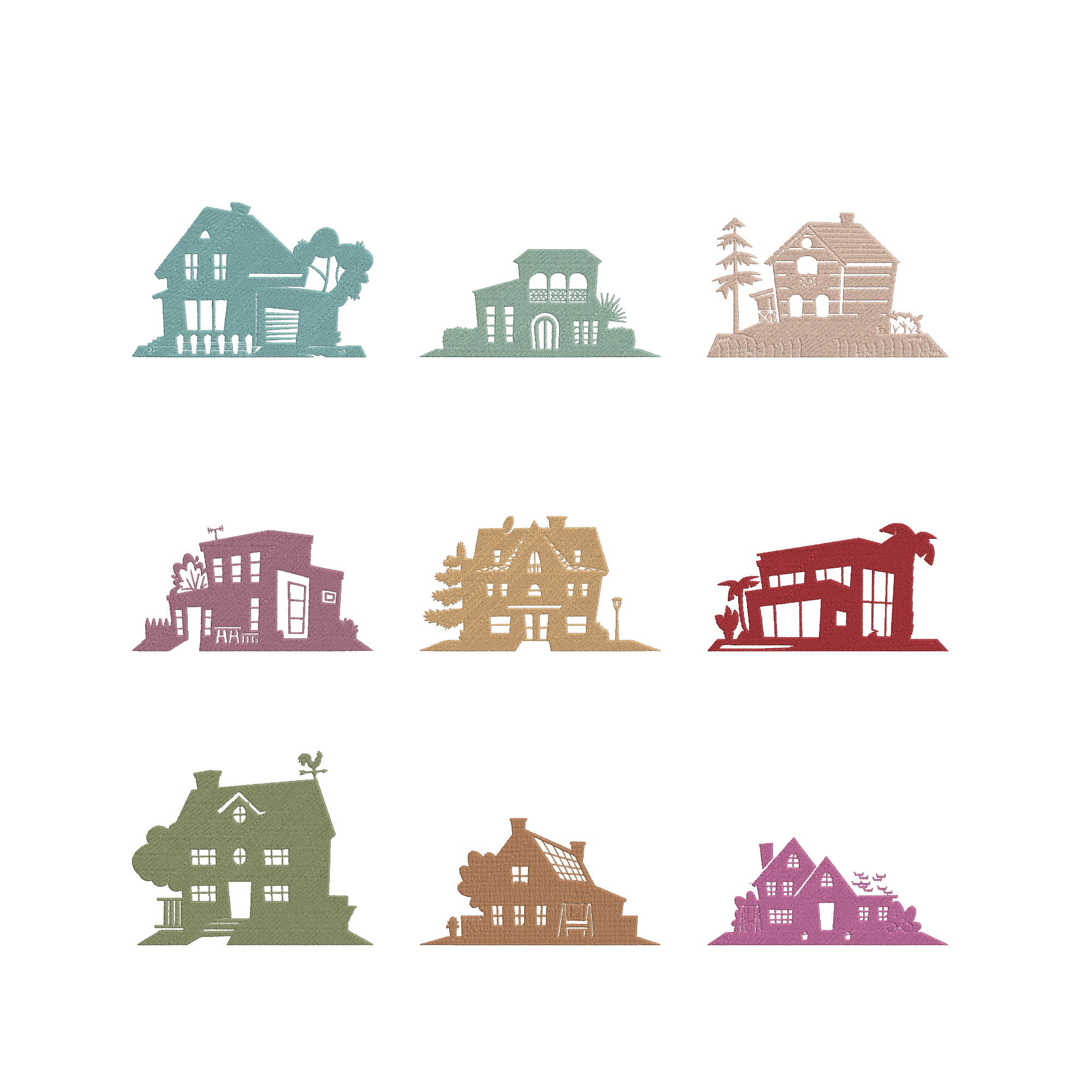 House Embroidery Bundle, Home Silhouette Machine Embroidery Design, Cottage Modern House Building Embroidery Files, Instant Download