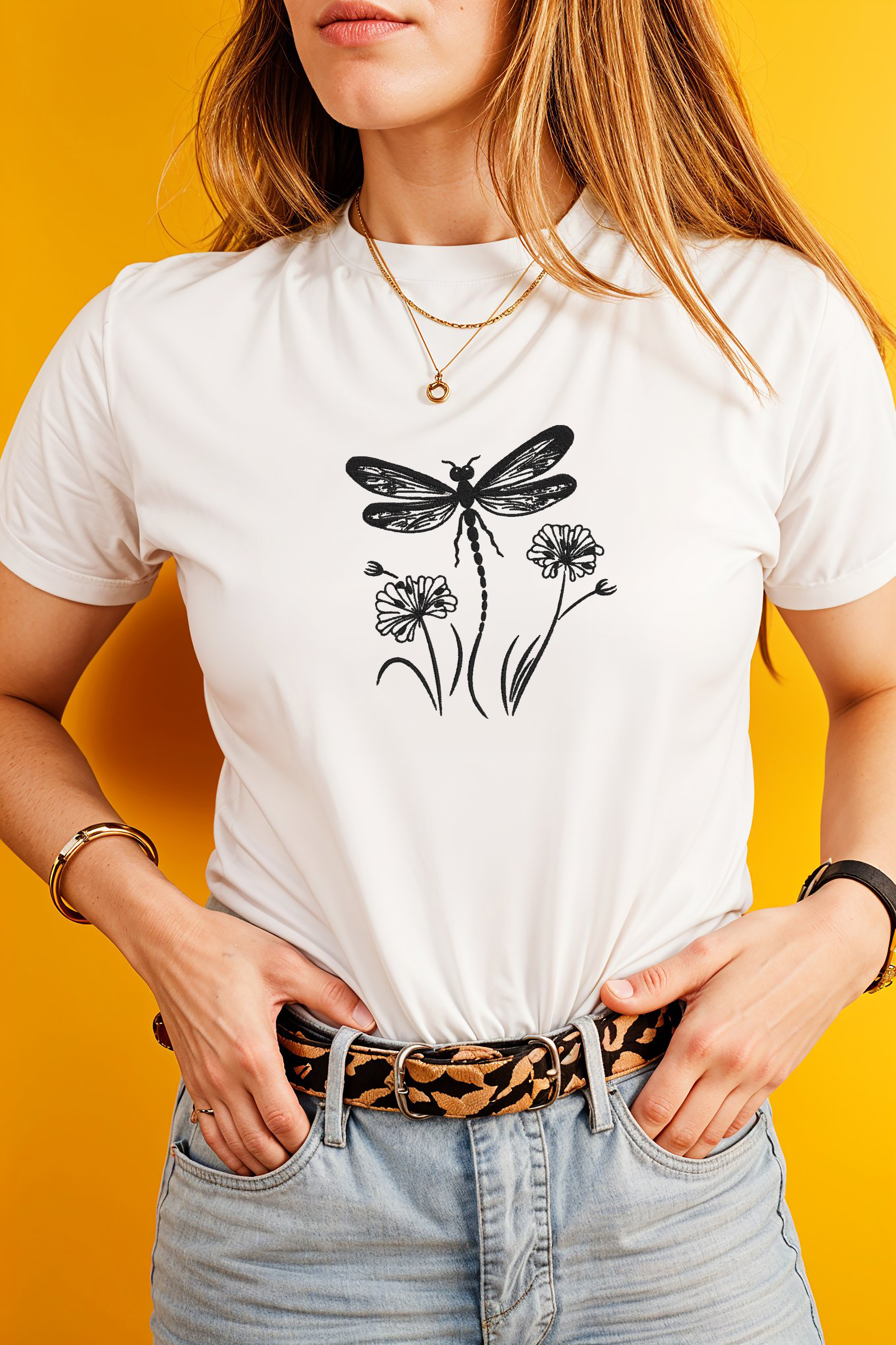 Dragonfly Embroidery Bundle, Floral Dragonfly Machine Embroidery Design, Wildflower Insect Nature Embroidery Files,  Instant Download thumbnail 3