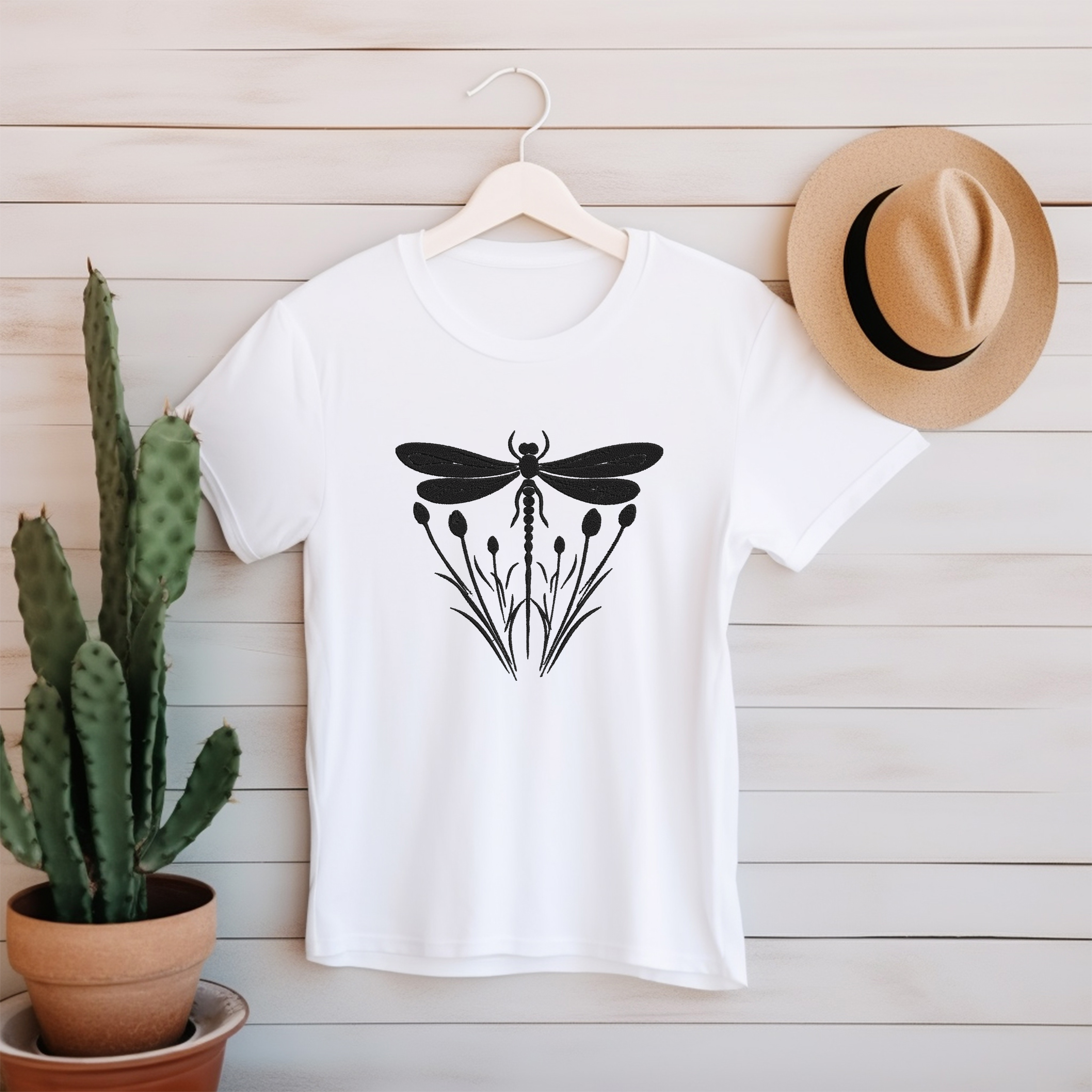 Dragonfly Embroidery Bundle, Floral Dragonfly Machine Embroidery Design, Wildflower Insect Nature Embroidery Files,  Instant Download thumbnail 4