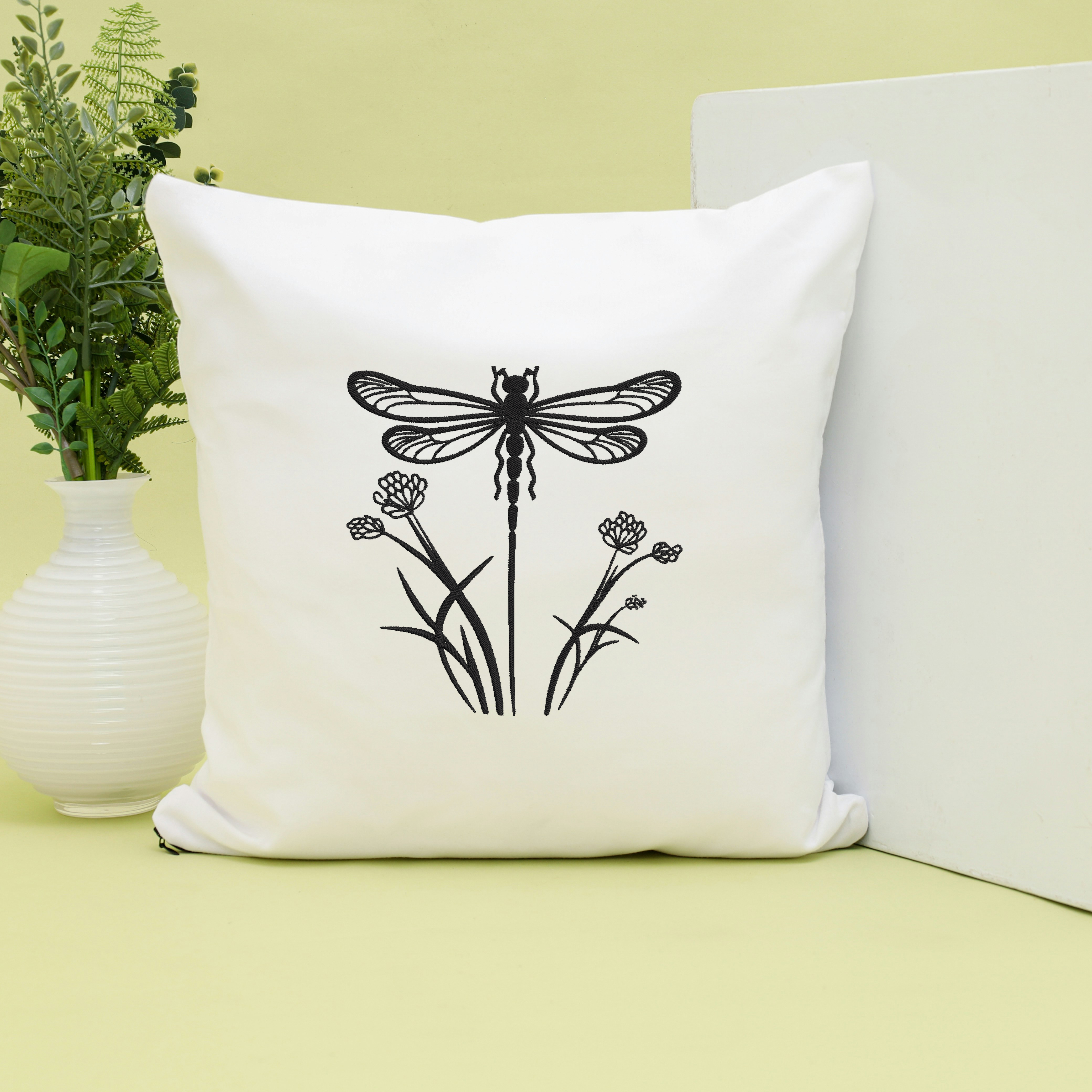 Dragonfly Embroidery Bundle, Floral Dragonfly Machine Embroidery Design, Wildflower Insect Nature Embroidery Files,  Instant Download thumbnail 2