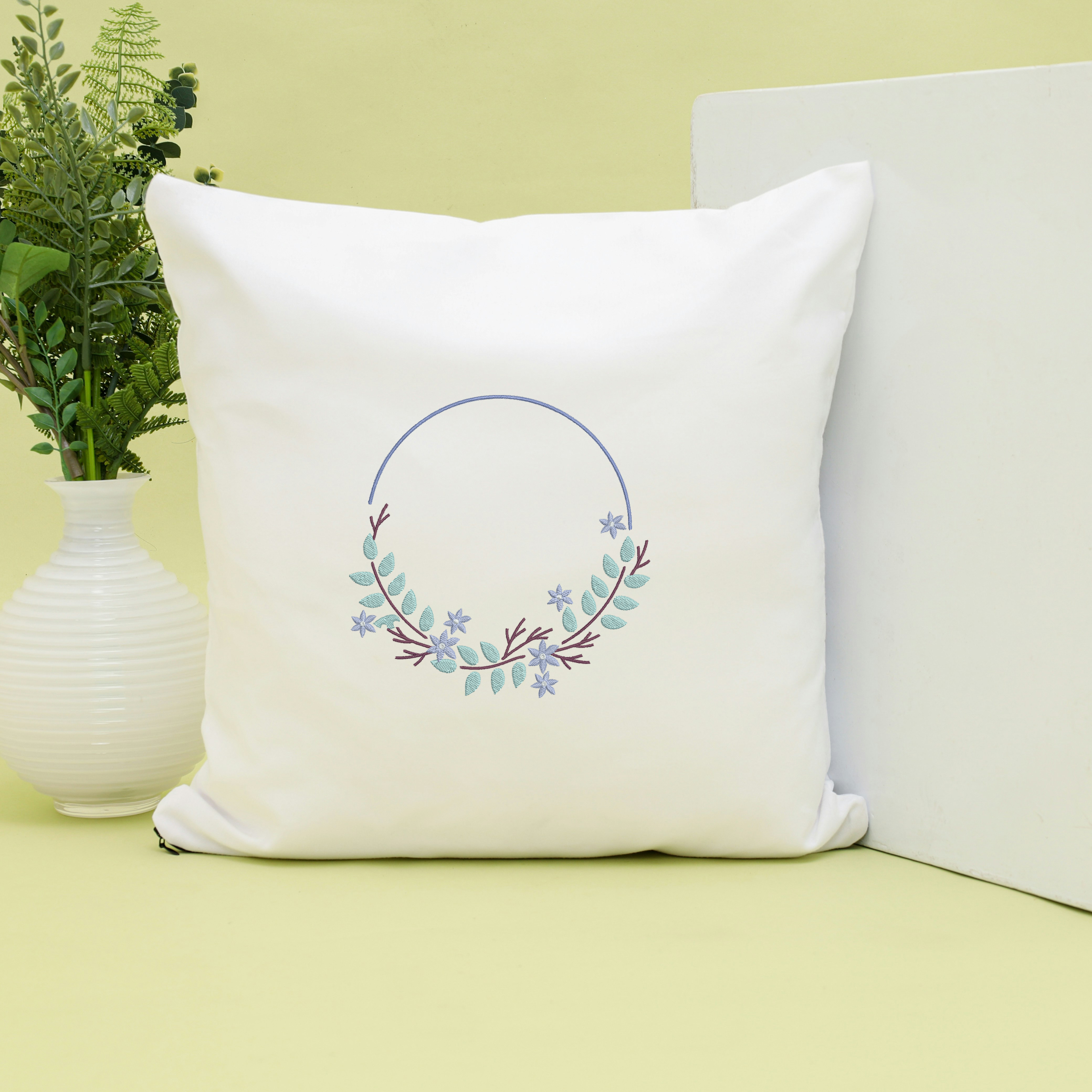 Floral Wreath Embroidery Bundle, Flower Frame Machine Embroidery Design, Botanical Circle Monogram Embroidery Files,  Instant Download thumbnail 4