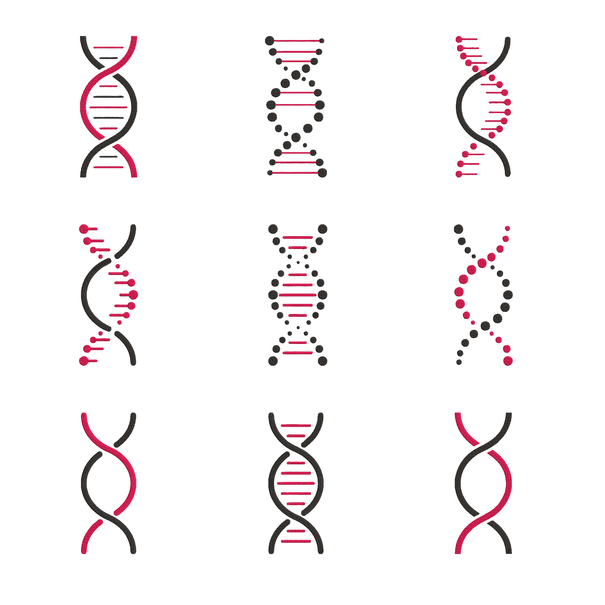 DNA Embroidery Design Bundle, Double Helix Science Embroidery File, Medical Biology Machine Embroidery, Nerd Lab Design, Instant Download