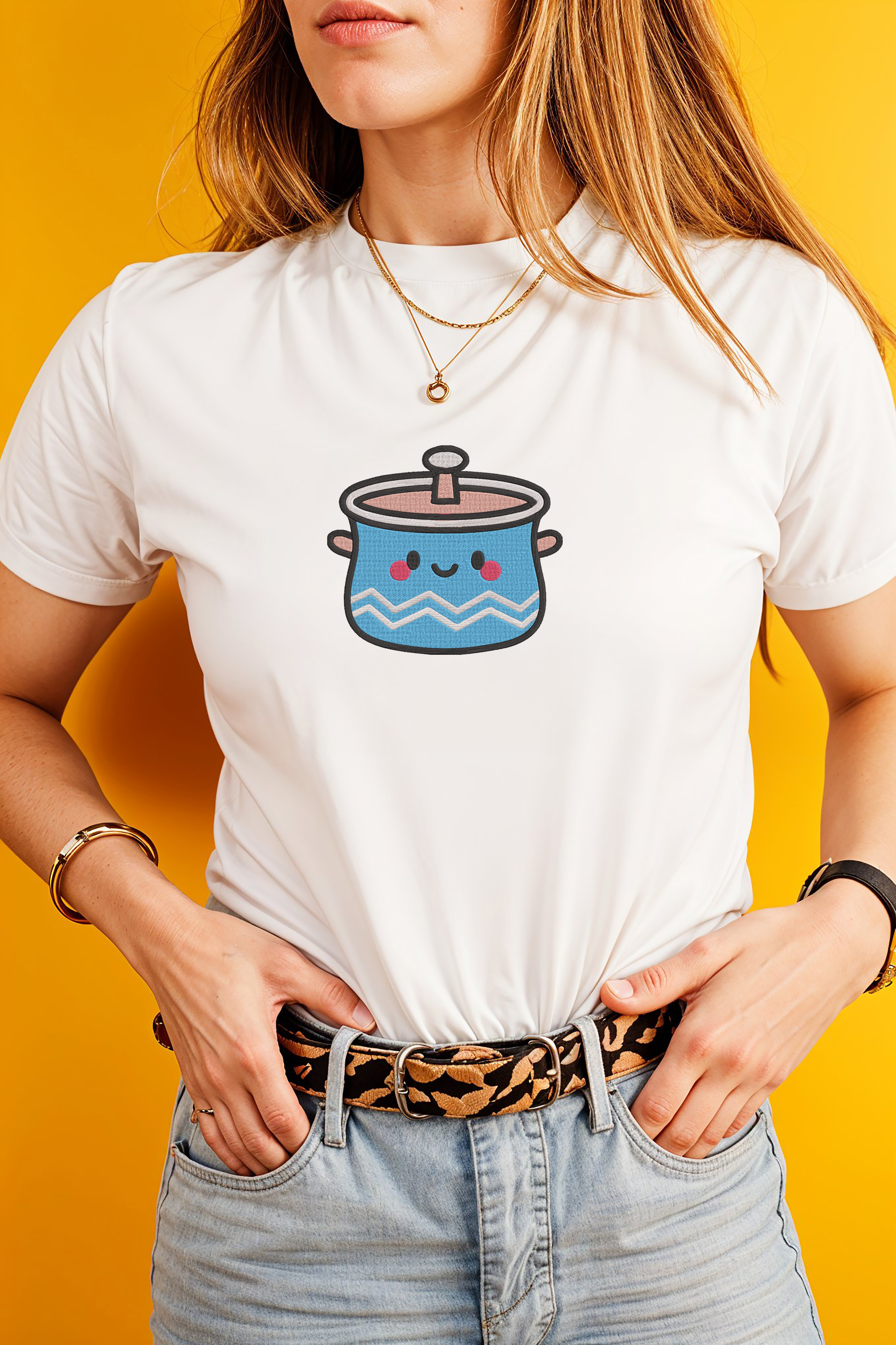 Cute Cooking Pot Embroidery Design Bundle, Kitchen Machine Embroidery File, Kawaii Chef Instant Download thumbnail 2