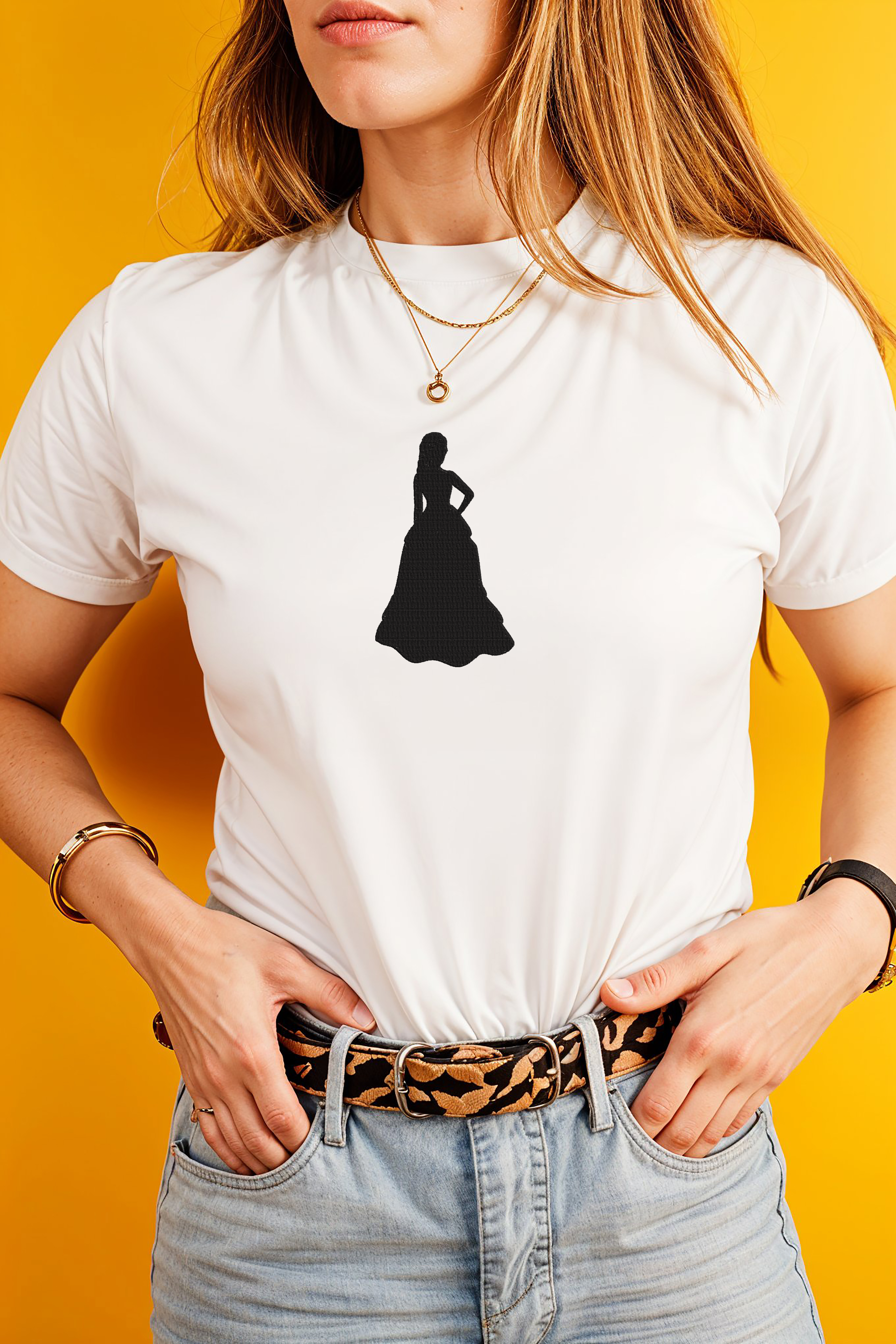 Woman Silhouette Embroidery Design Bundle, Fashion Lady Machine Embroidery File, Dress Silhouette Instant Download thumbnail 2