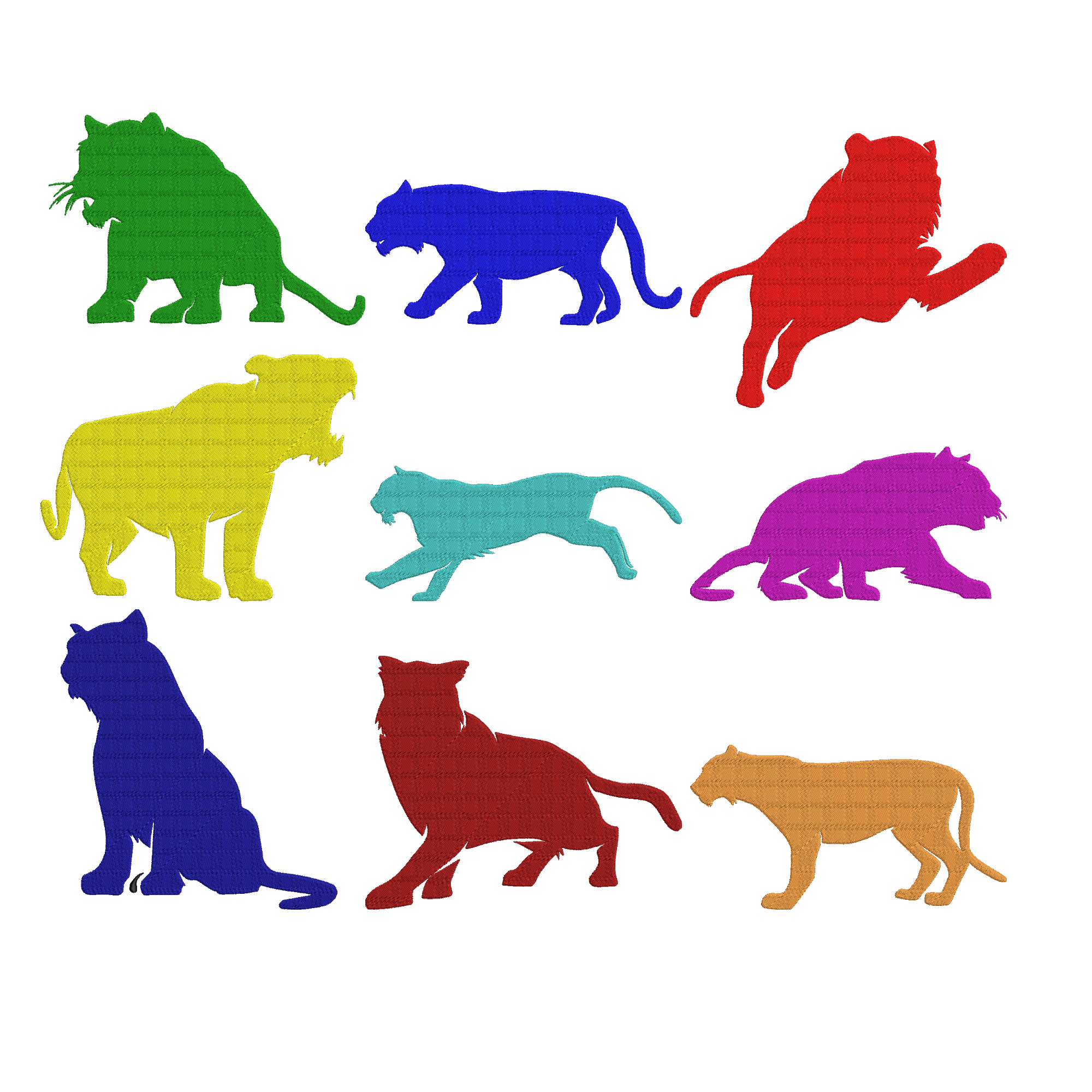 Big Cat Embroidery Design, Lion Tiger Panther Silhouette Embroidery File, Wild Animal Machine Embroidery, Instant Download