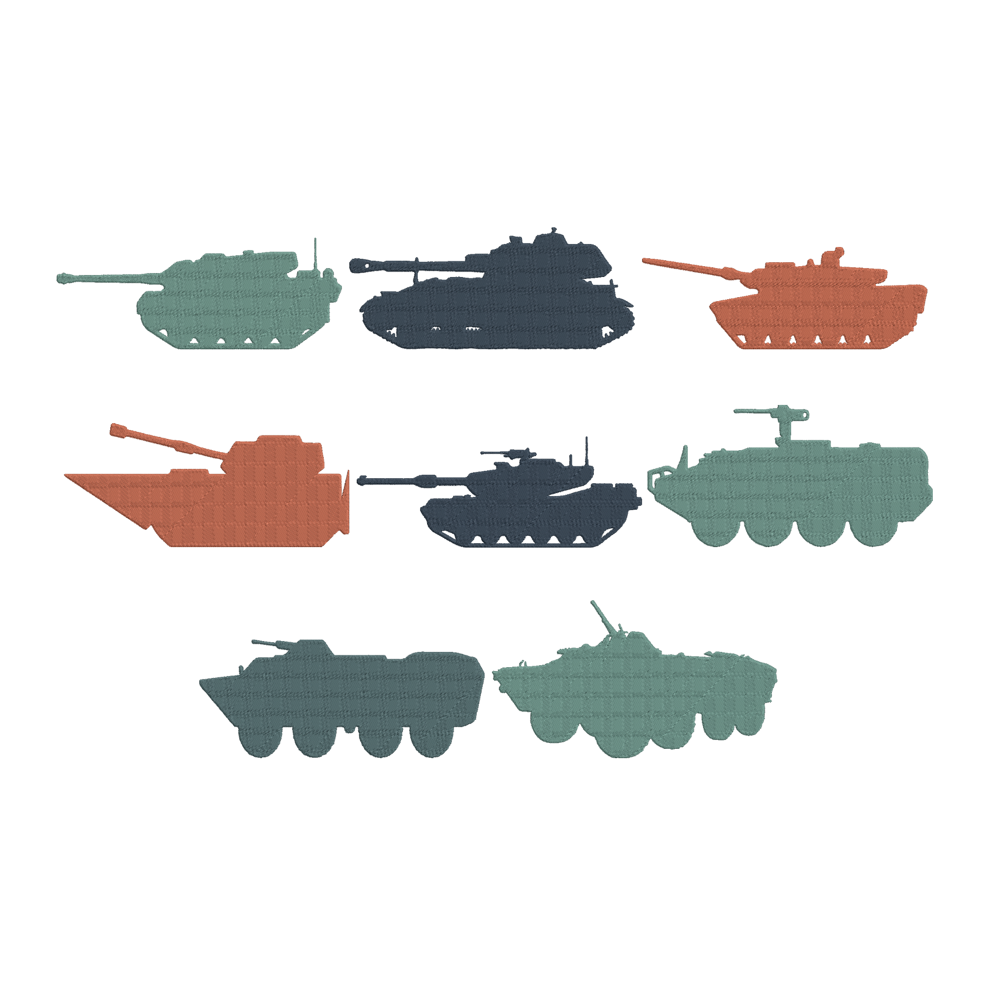 Tank Embroidery Bundle, Military Tank Machine Embroidery Design, Army Vehicle Embroidery File, Instant Download