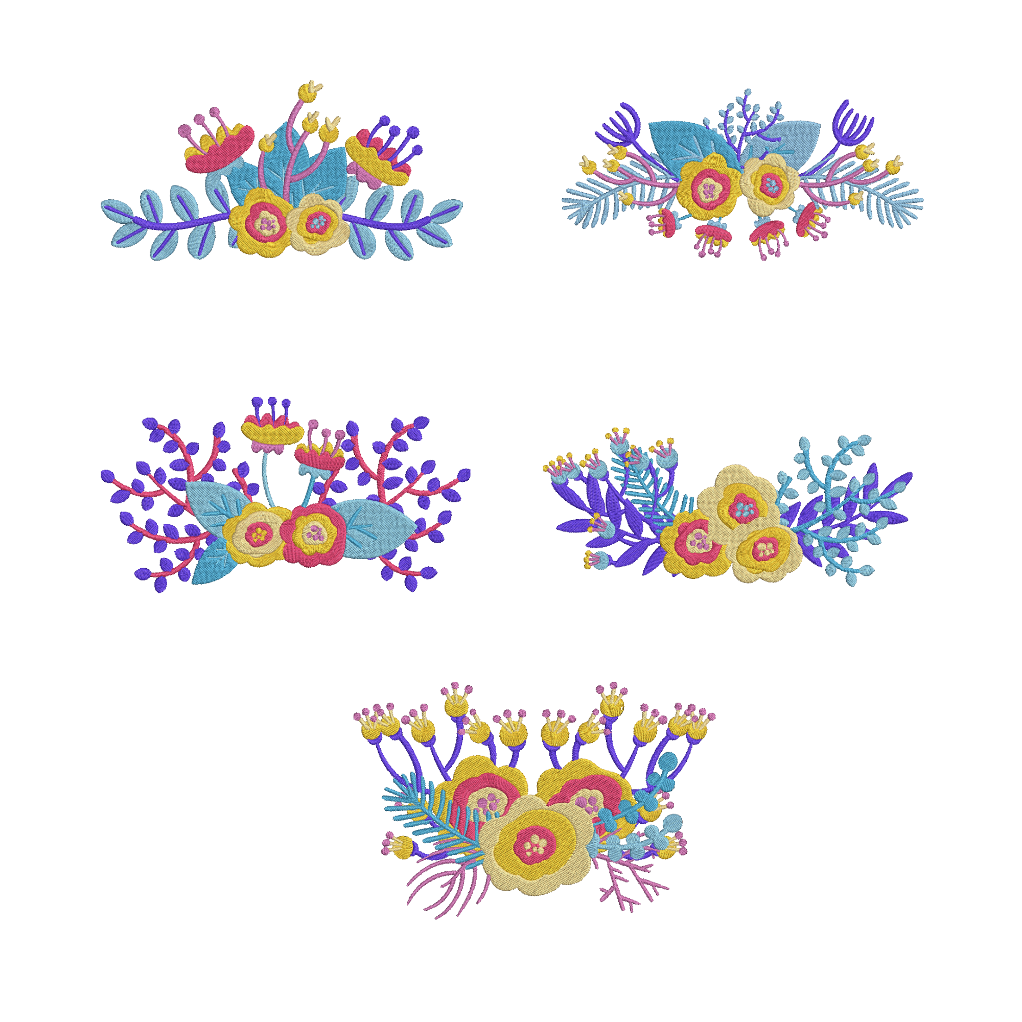 Floral Border Embroidery Design Bundle, Flower Frame Machine Embroidery File, Instant Download