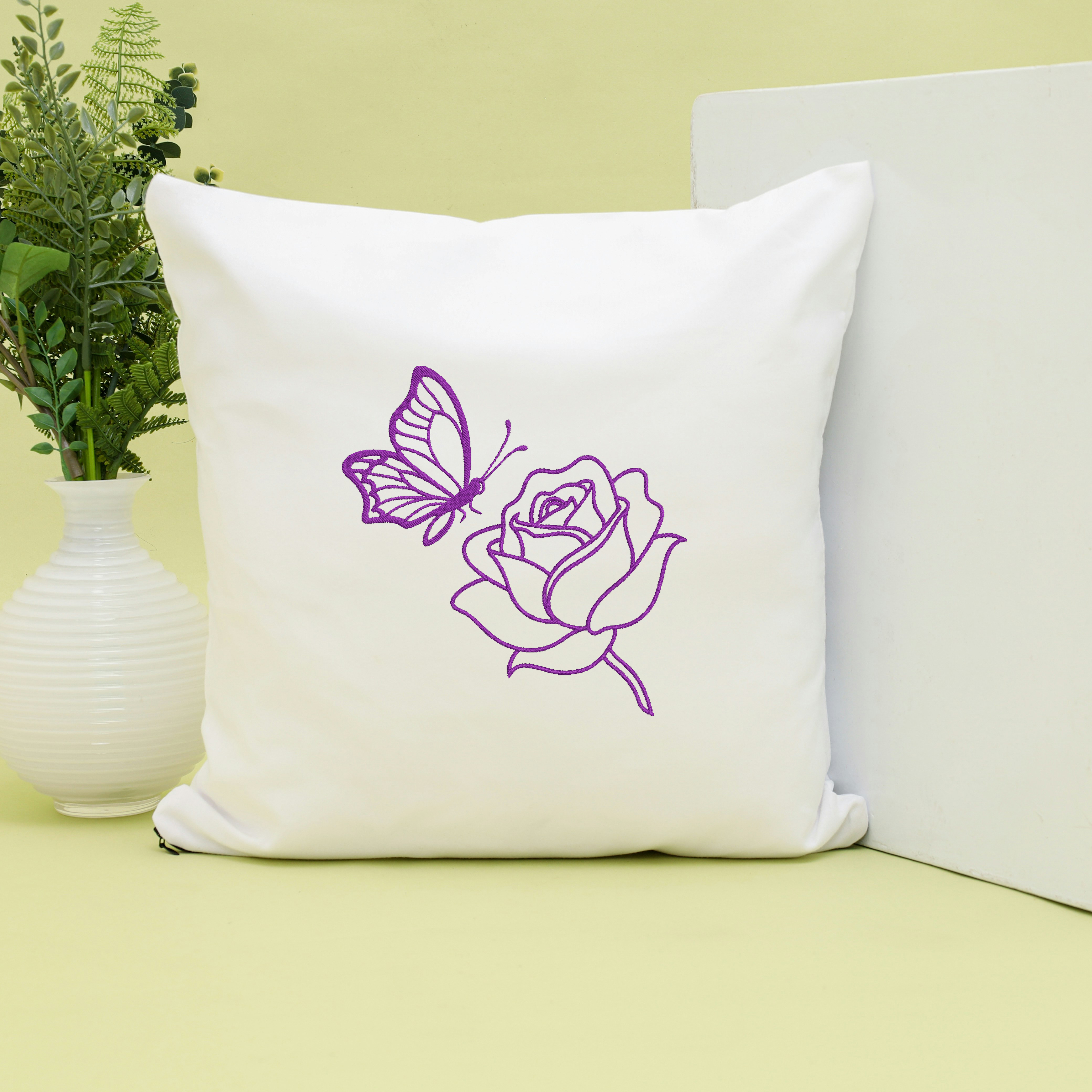Butterfly Flower Line Art Embroidery Design Bundle, Floral Outline Machine Embroidery File, Instant Download thumbnail 6