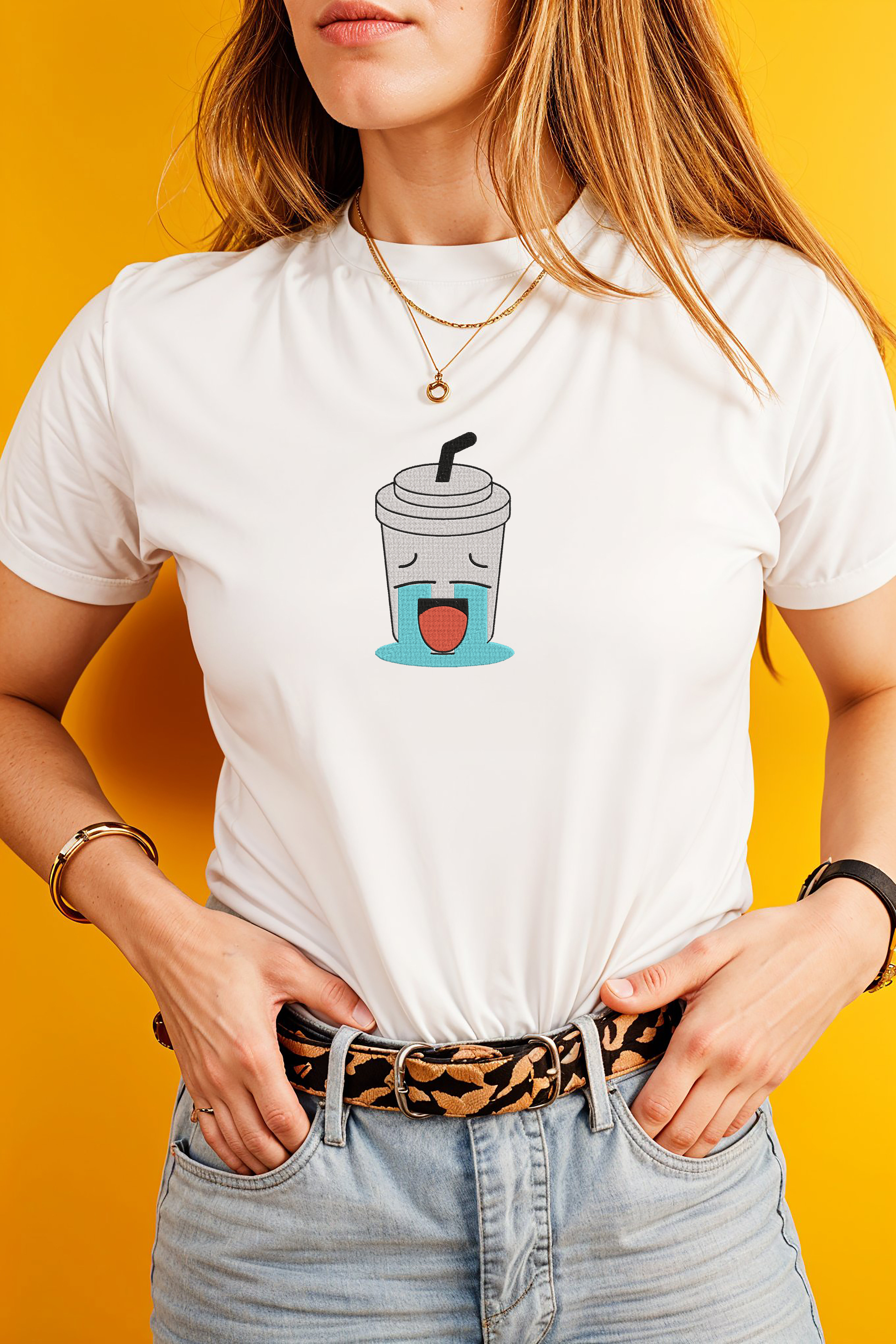 Cute Coffee Cup Embroidery Design Bundle, Kawaii Drink Faces Embroidery, Funny Coffee Emotions, Digital Download thumbnail 2