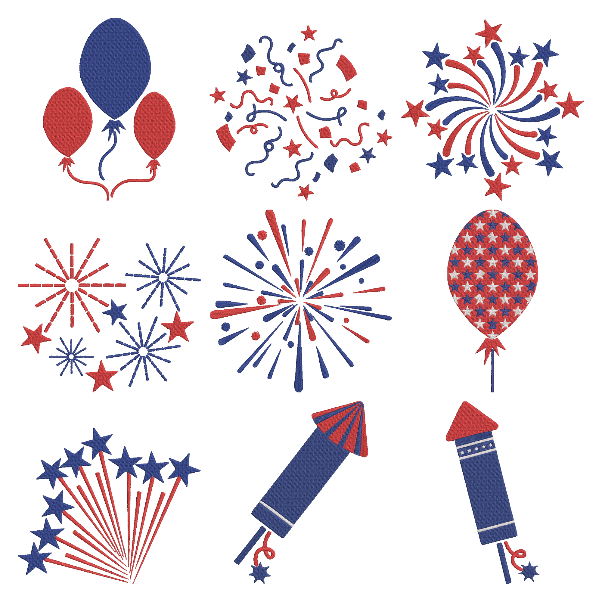 4th Of July Embroidery Design Bundle, Patriotic Firework Embroidery File, USA Celebration Embroidery, Independence Day Embroidery