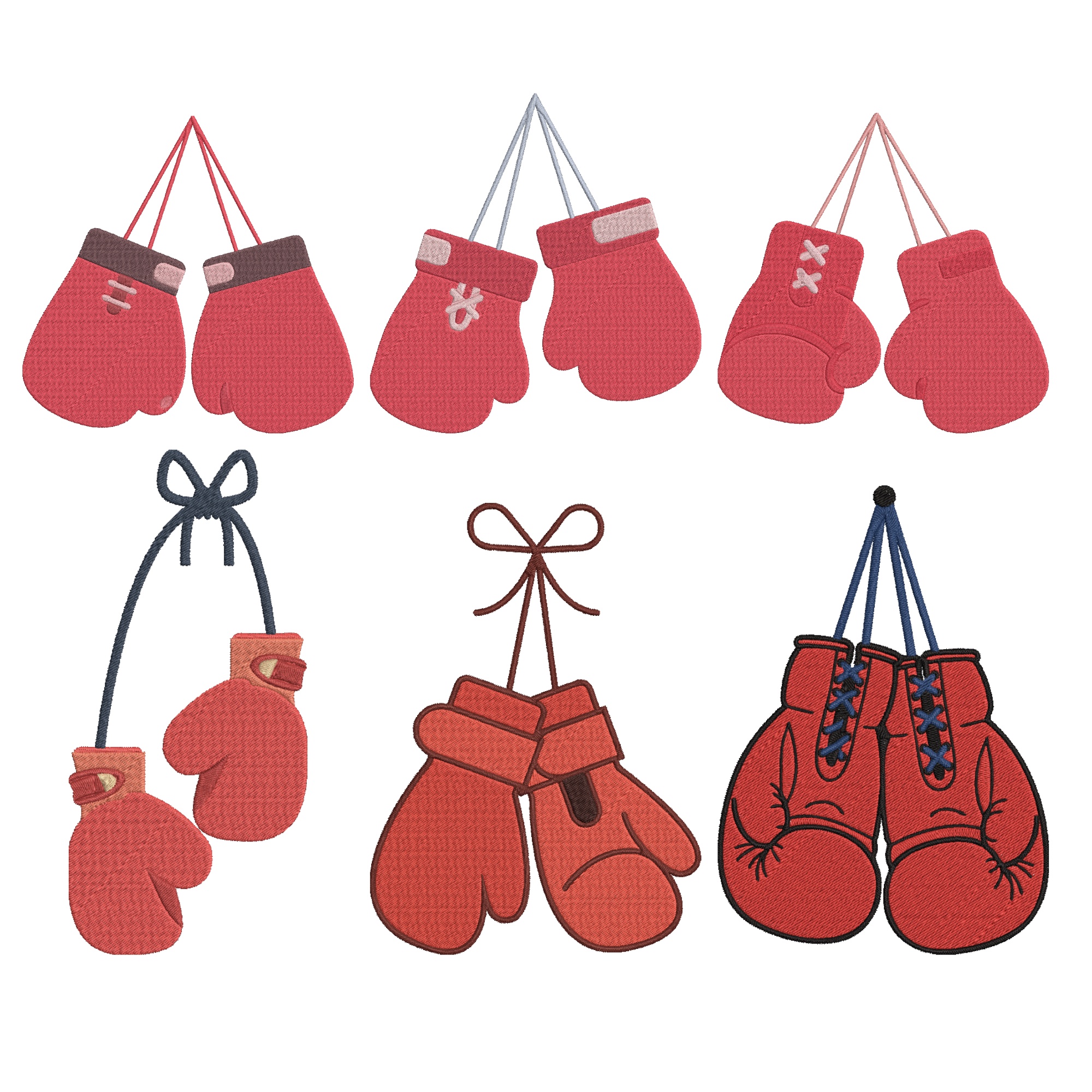 Boxing Gloves Embroidery Design Bundle, Boxing Machine Embroidery File, Sports Embroidery Design, Fighter Gloves Embroidery