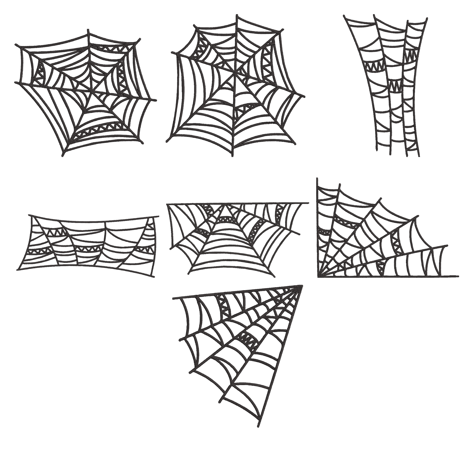 Spider Web Embroidery Design Bundle, Halloween Web Machine Embroidery File, Cobweb Embroidery Pattern, Spooky Embroidery, Instant Download