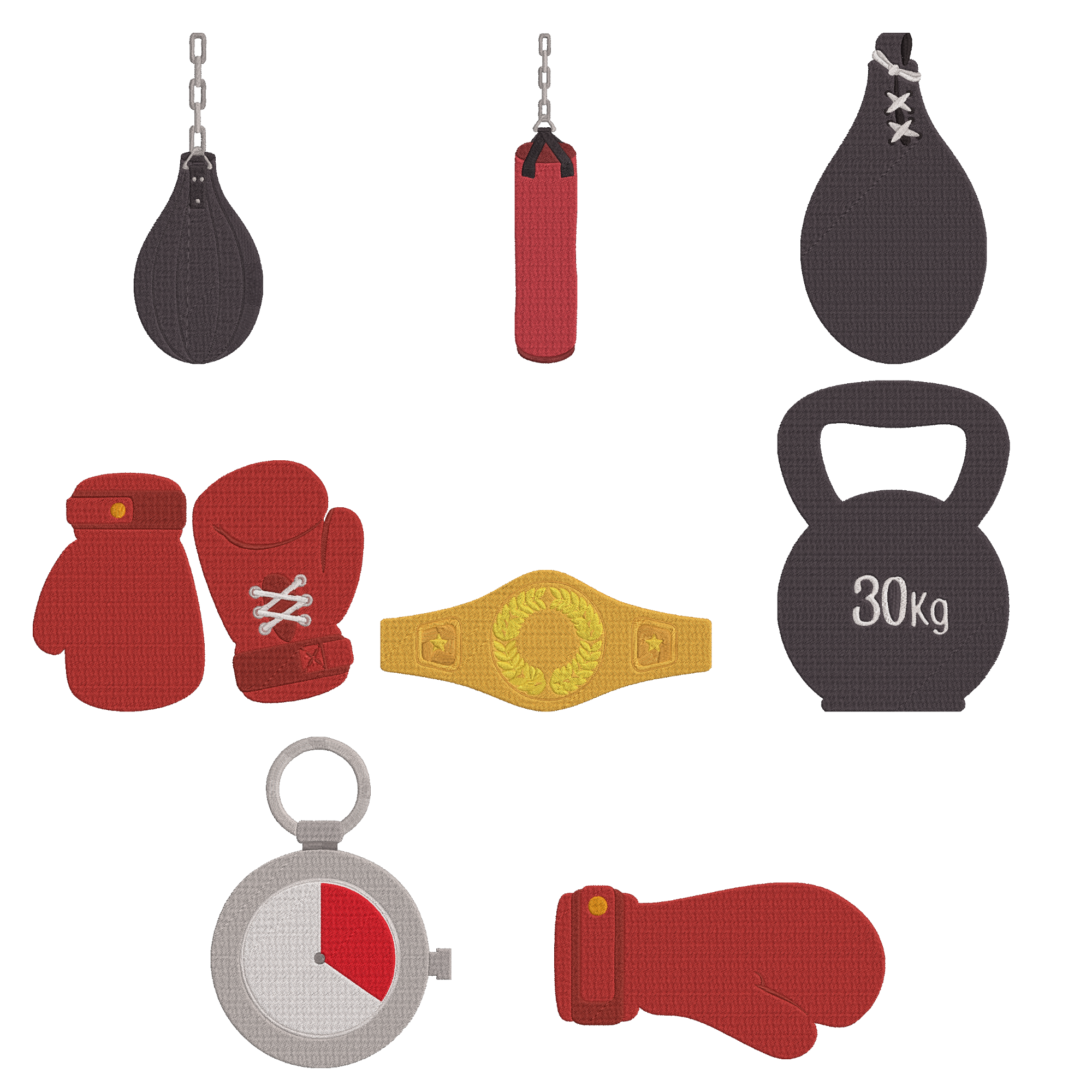 Boxing Embroidery Design Bundle, Boxing Gloves Machine Embroidery File, Punching Bag Embroidery, Fitness Embroidery, Instant Download