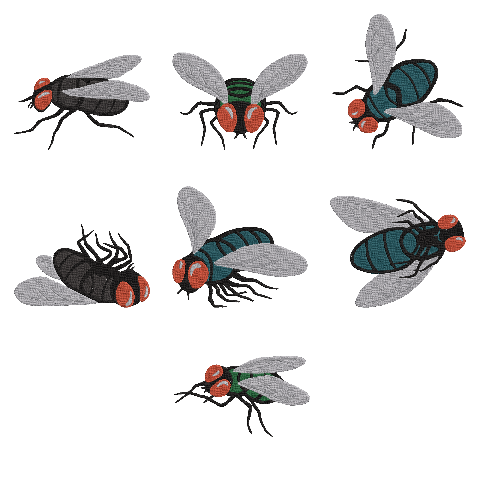 House Fly Embroidery Design Bundle, Realistic House Fly Machine Embroidery, Instant Download
