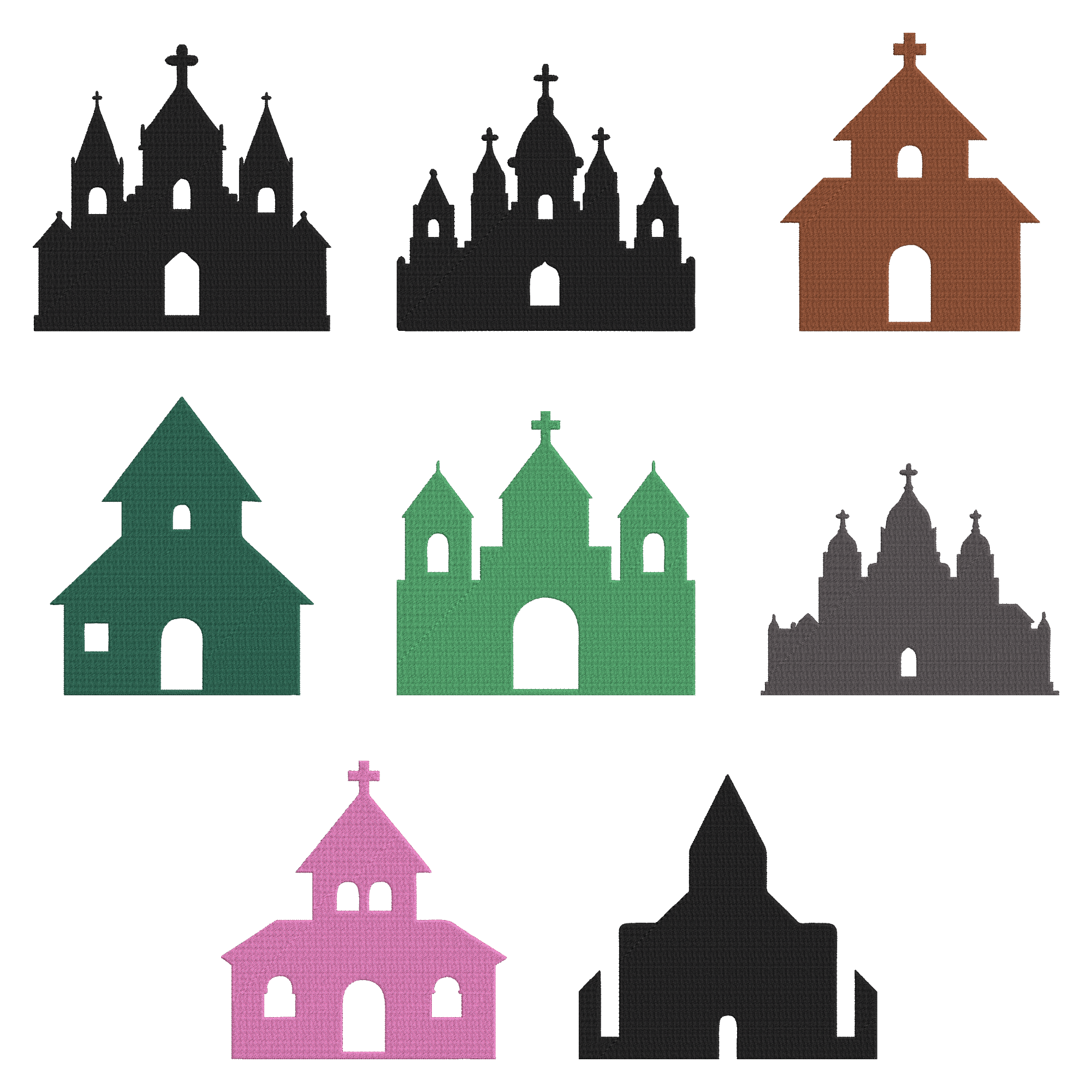 Church Embroidery Bundle, Christian Church Machine Embroidery File, Instant Download