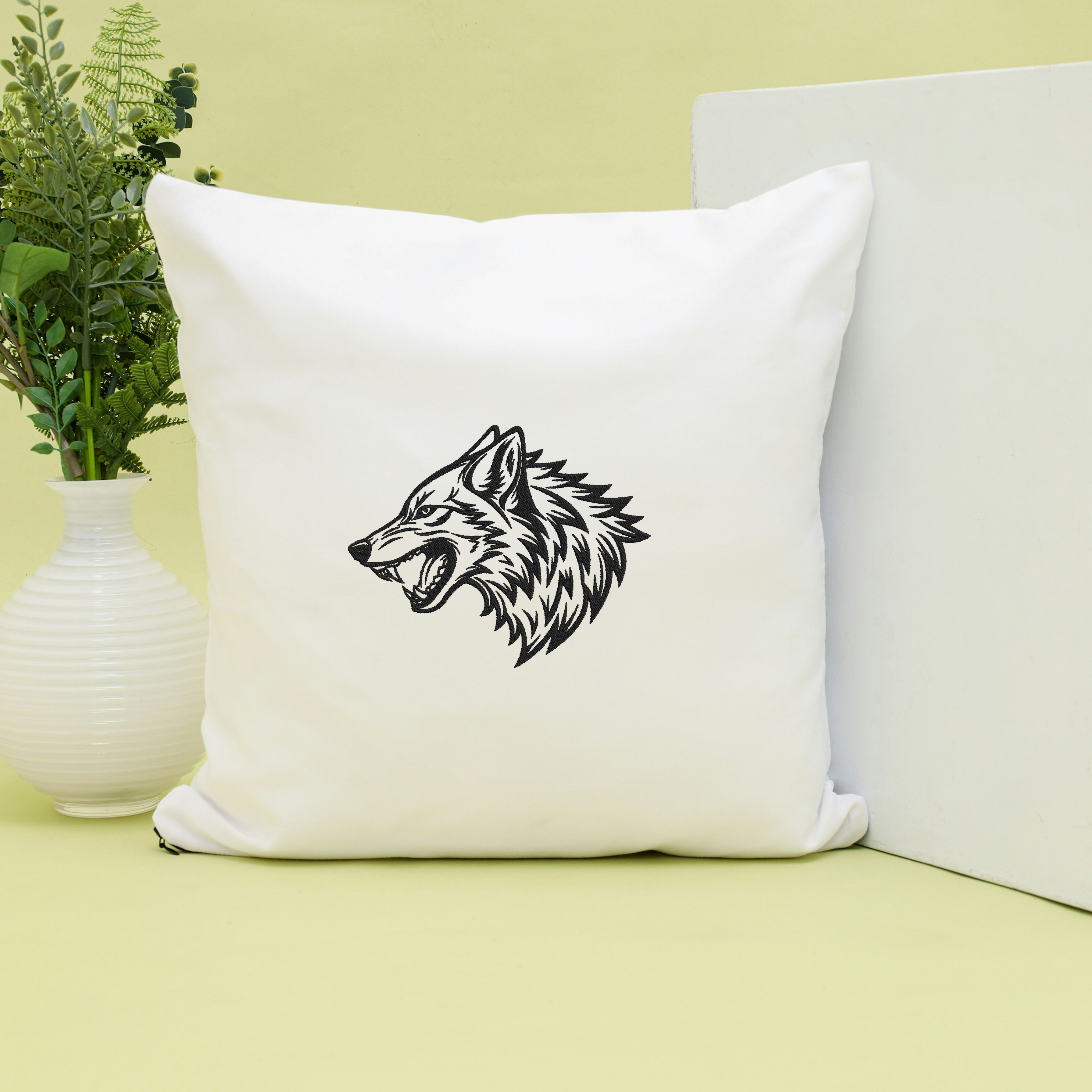 Wolf Face Machine Embroidery, Wild Wolf Head Embroidery Design, Instant Download thumbnail 4