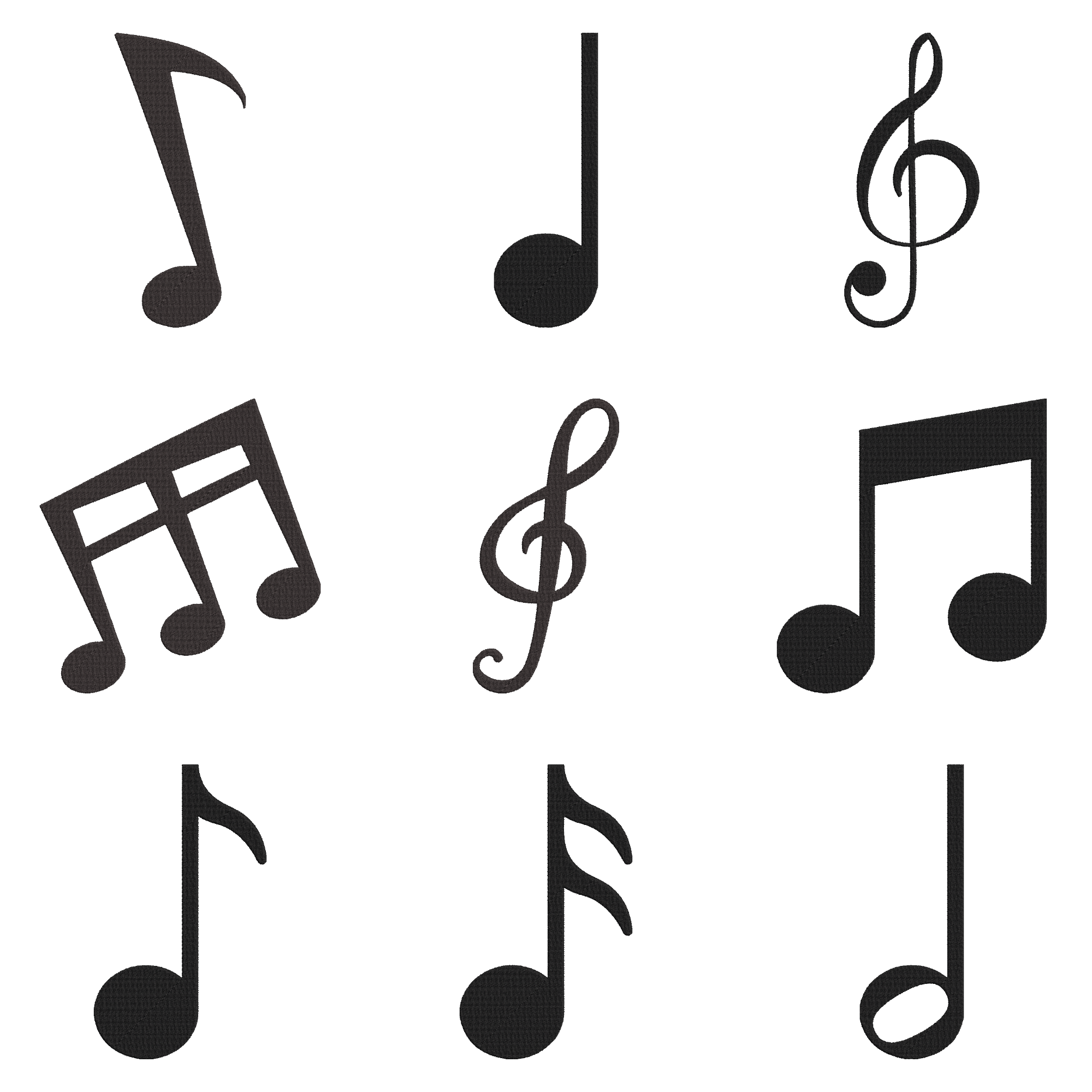 Music Note Embroidery Design Bundle, Musical Symbol Machine Embroidery Files,  Instant Download