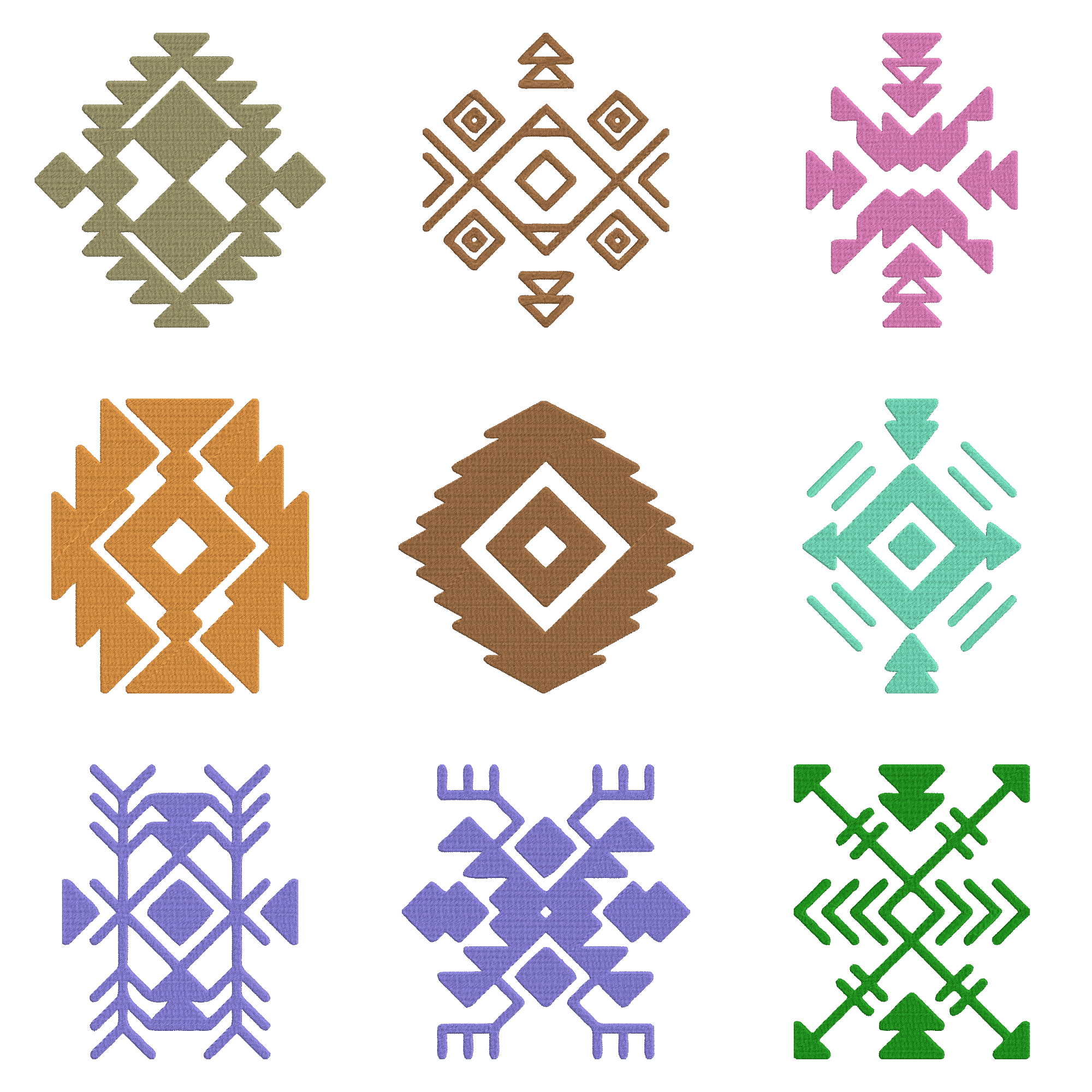 Tribal Embroidery Design Bundle, Aztec Geometric Machine Embroidery Files,  Instant Download