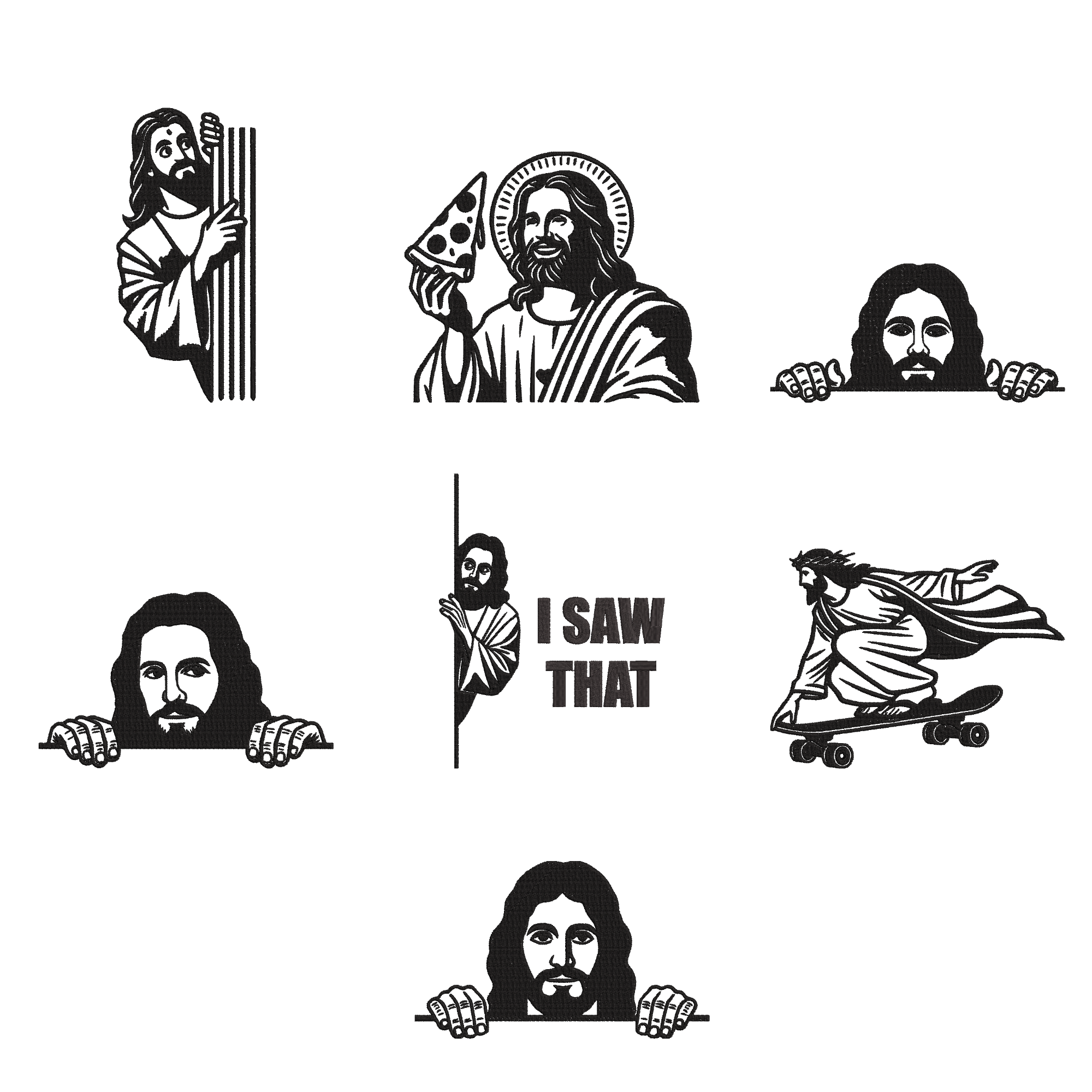 Funny Jesus Embroidery Design Bundle, Christian Machine Embroidery Files,  Instant Download
