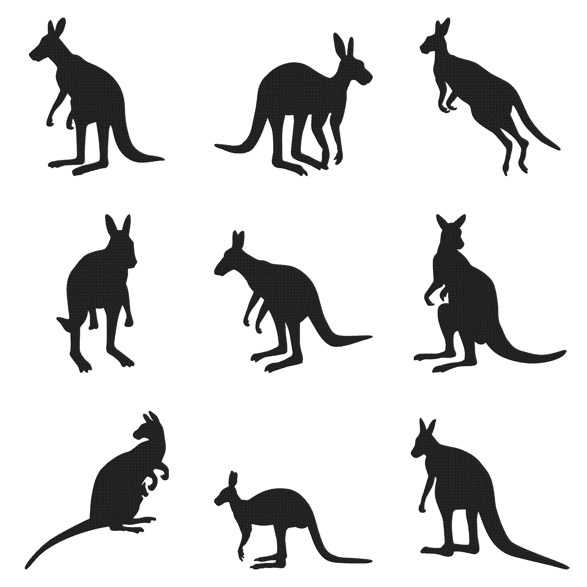 Kangaroo Embroidery Design Bundle, Australia Animal Machine Embroidery Files, Instant Download