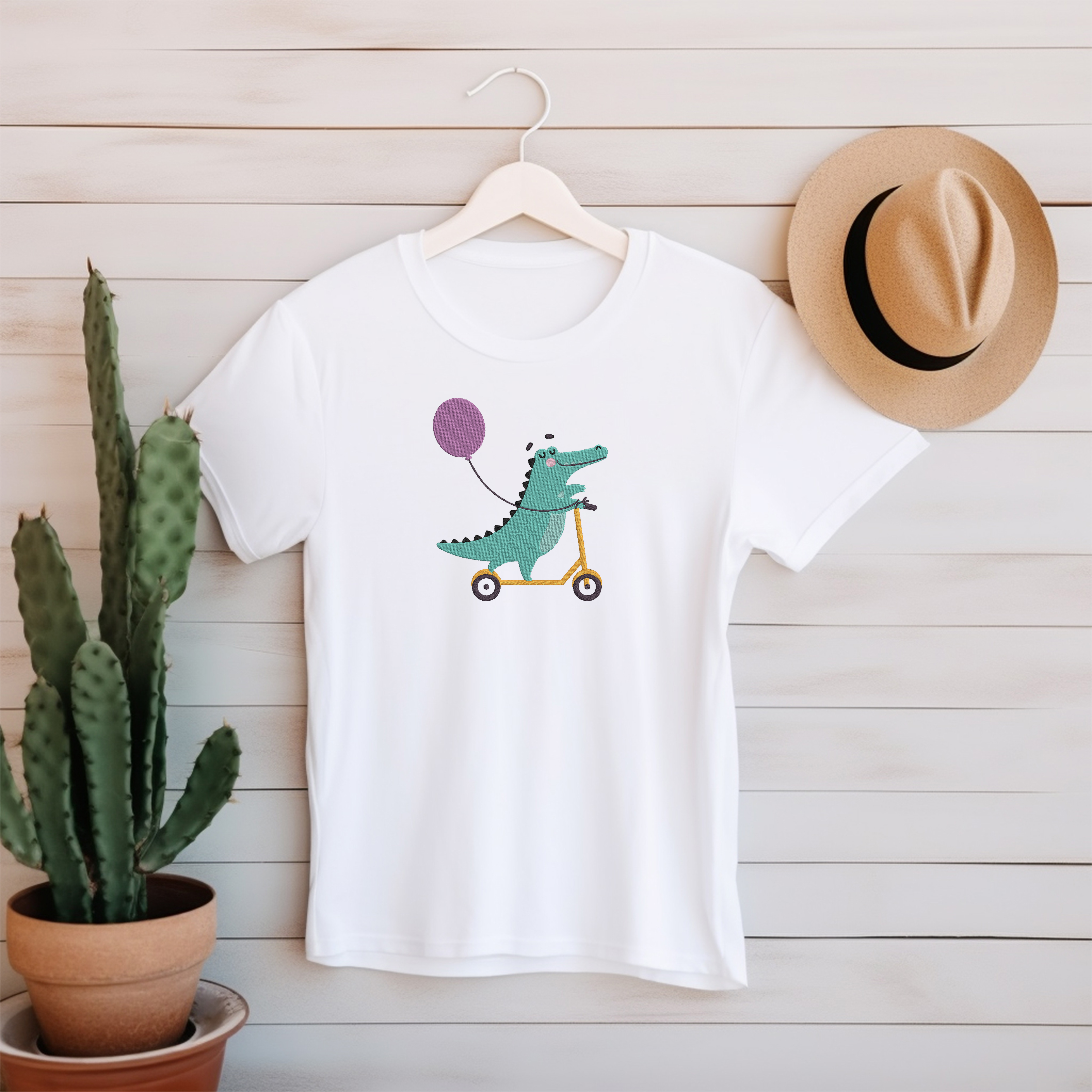Animal Riding Bike Scooter Embroidery Bundle, Fox Bunny Penguin Dino Raccoon Horse Alpaca Dog Cat Embroidery Design thumbnail 3