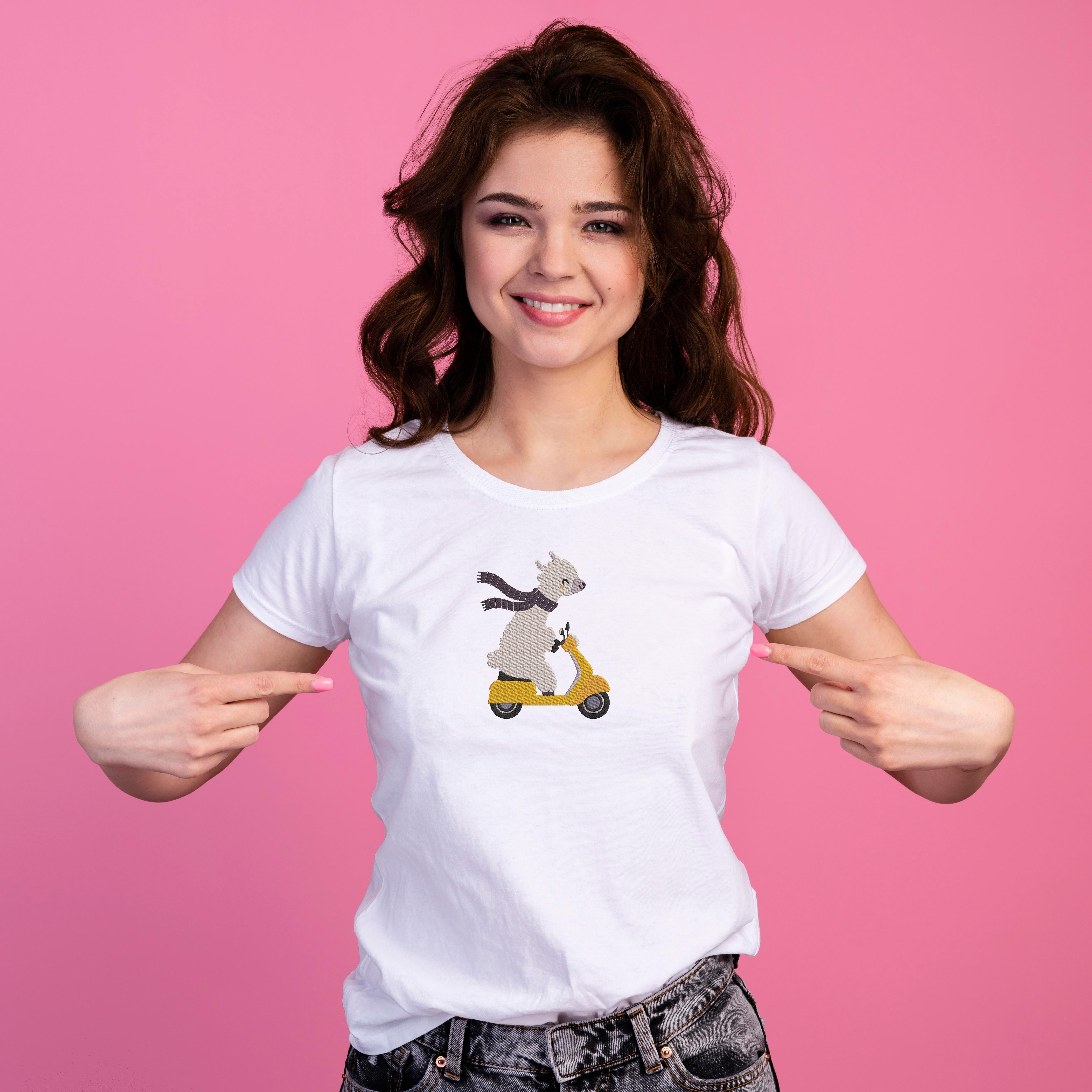 Animal Riding Bike Scooter Embroidery Bundle, Fox Bunny Penguin Dino Raccoon Horse Alpaca Dog Cat Embroidery Design thumbnail 8
