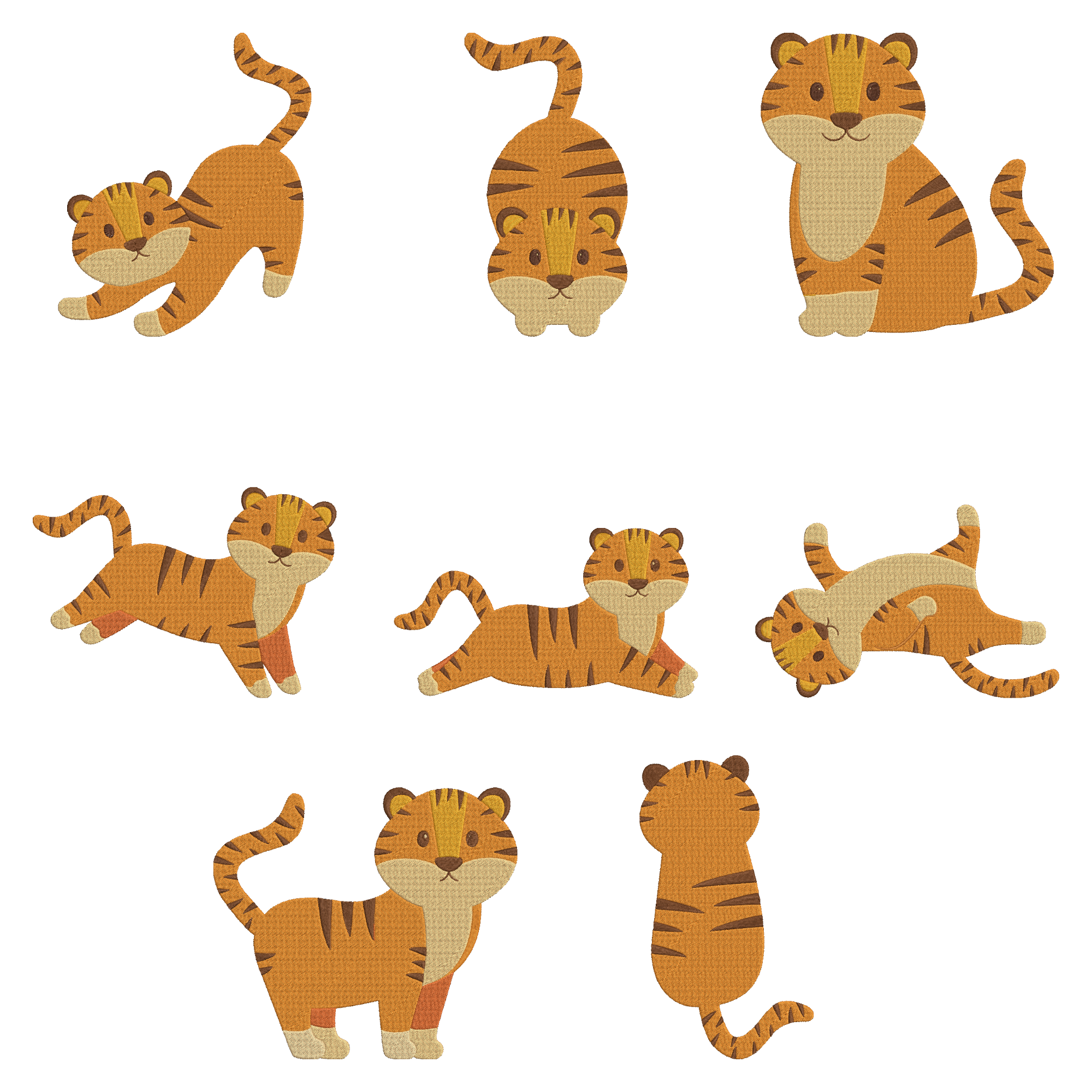 Cute Tiger Embroidery Bundle, Baby Tiger Embroidery Design, Instant Download