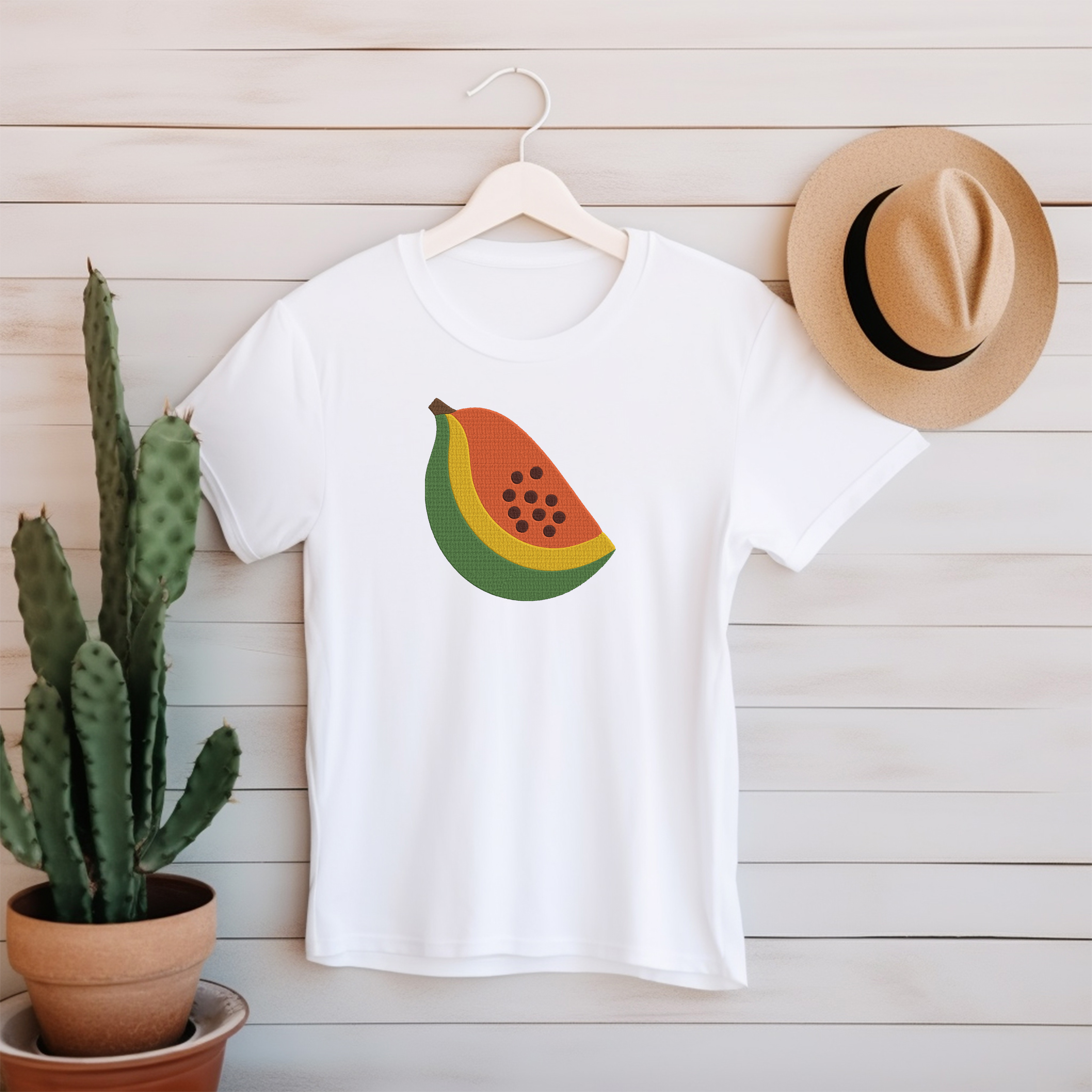 Papaya Embroidery Bundle, Tropical Fruit Embroidery Design, Papaya Slice Machine Embroidery thumbnail 4