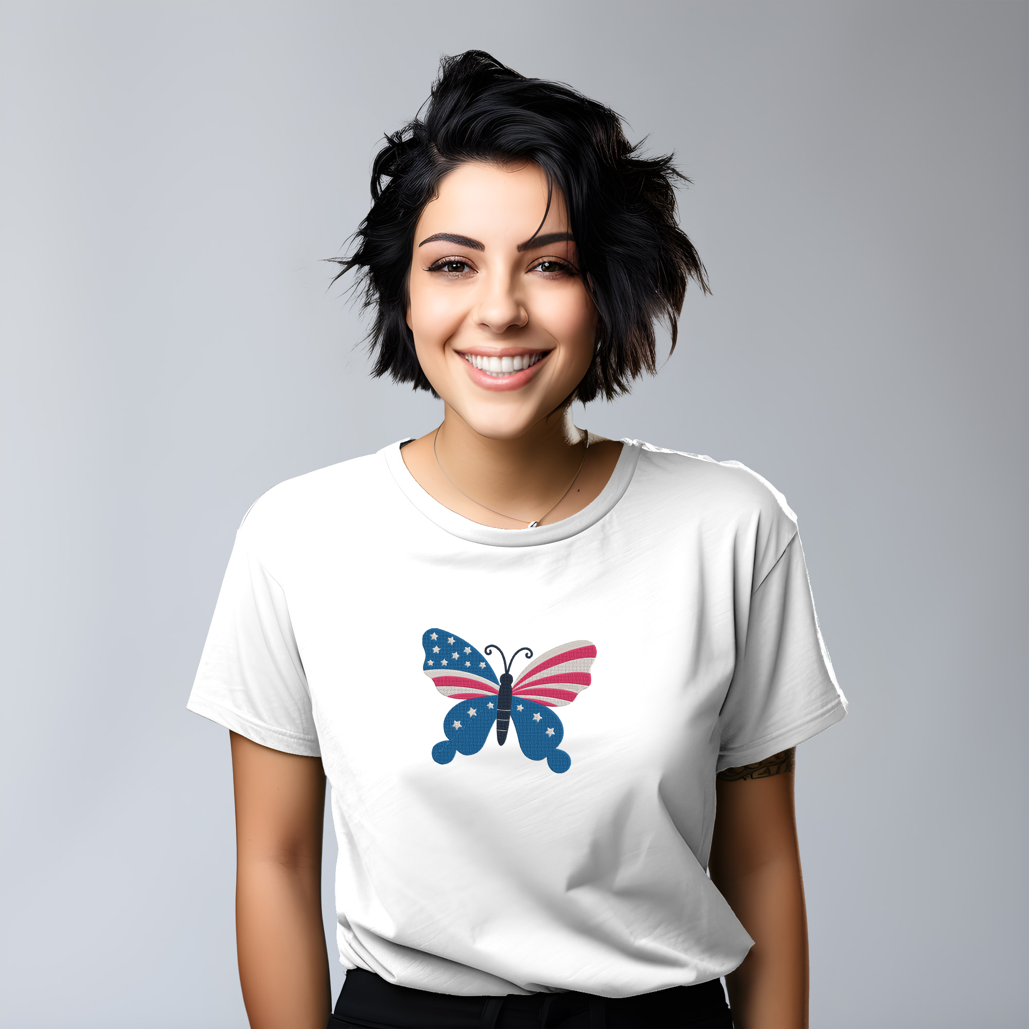 Patriotic Butterfly Embroidery Design Bundle, USA Flag Butterfly Pattern, Digital Download thumbnail 10