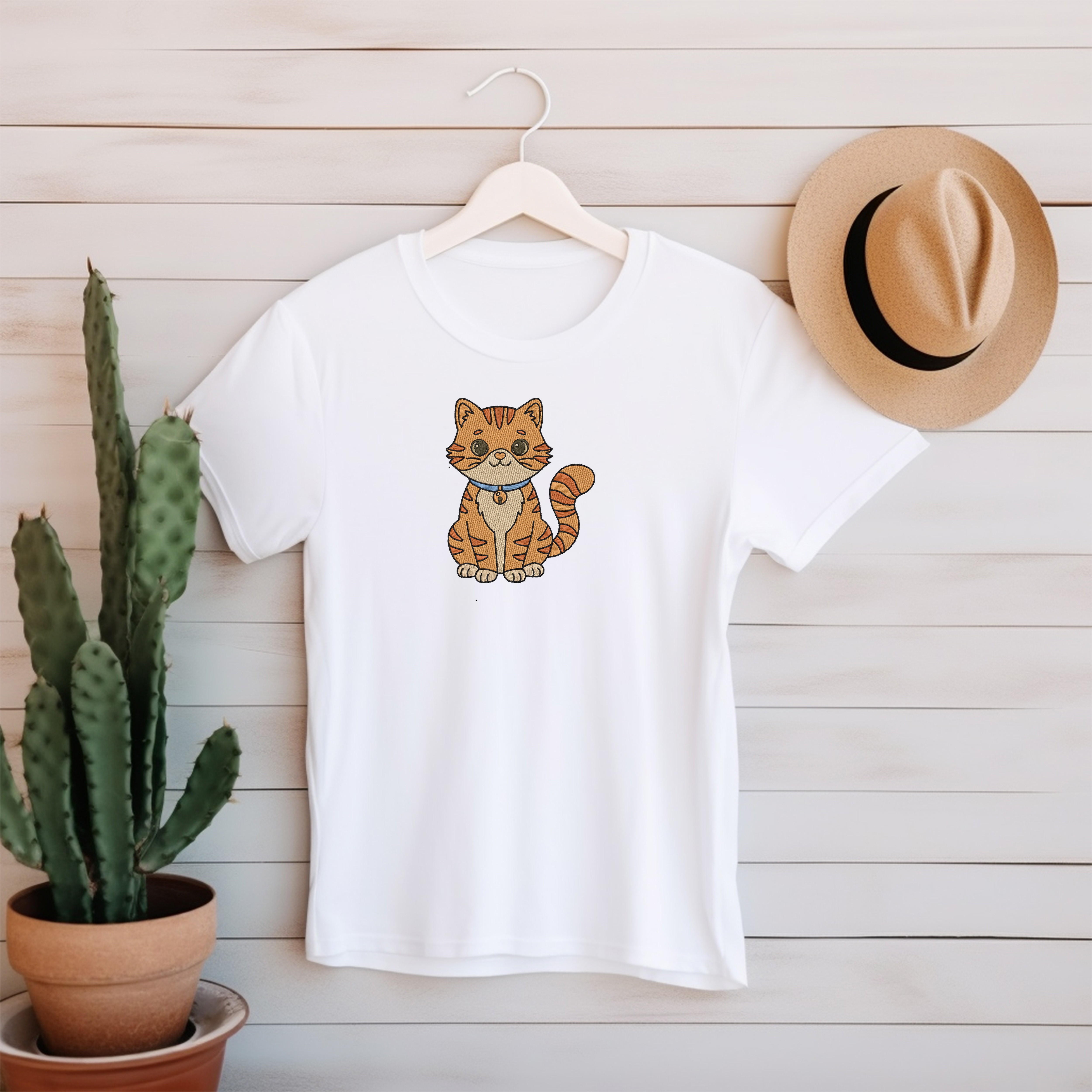 Orange Tabby Cat Embroidery, Kawaii Cat Machine Embroidery, Instant Download thumbnail 4