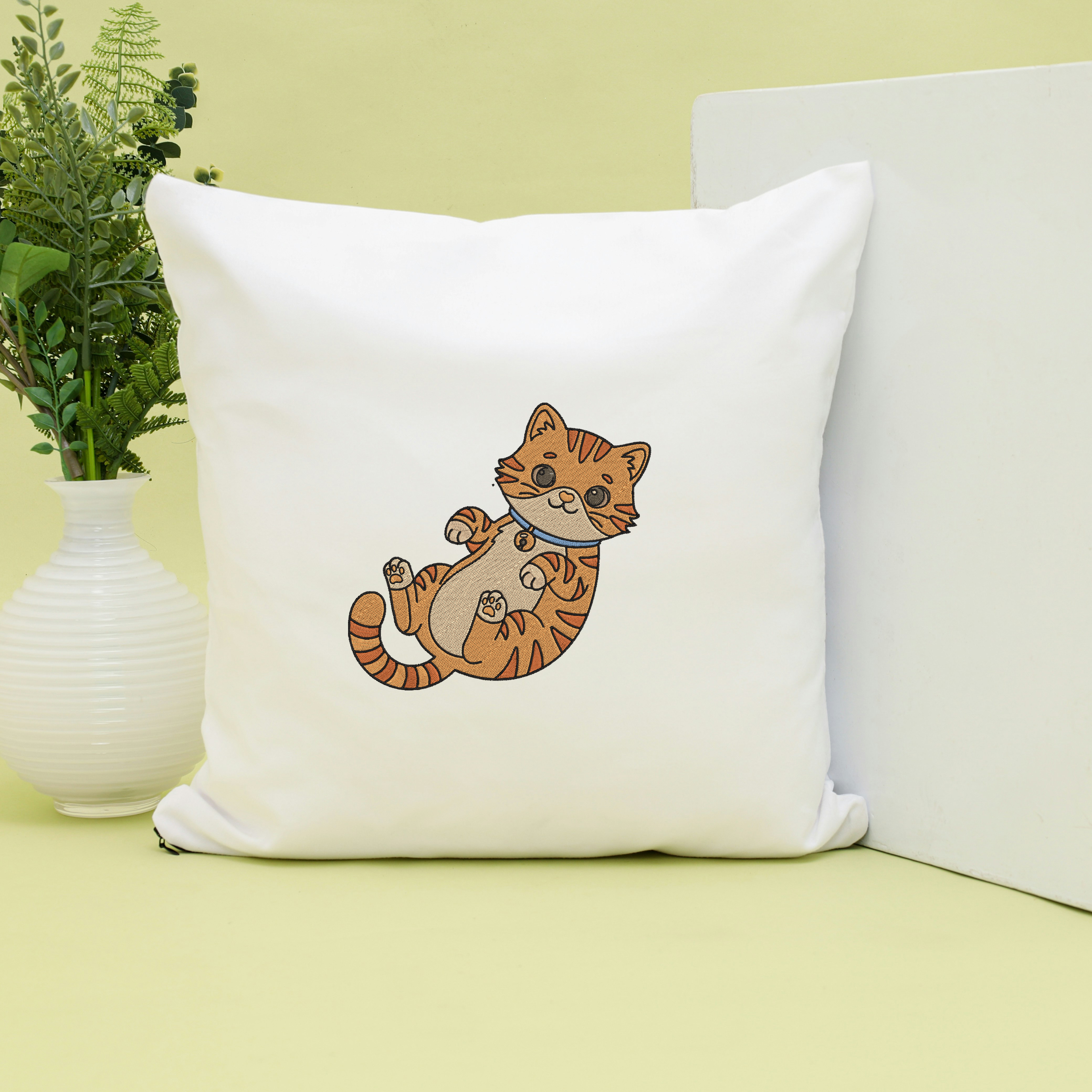 Orange Tabby Cat Embroidery, Kawaii Cat Machine Embroidery, Instant Download thumbnail 5