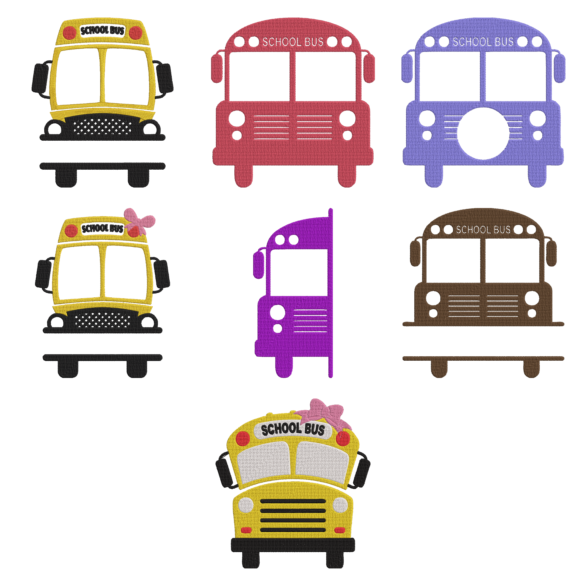School Bus Embroidery Design Bundle, Back To School Bus Embroidery File