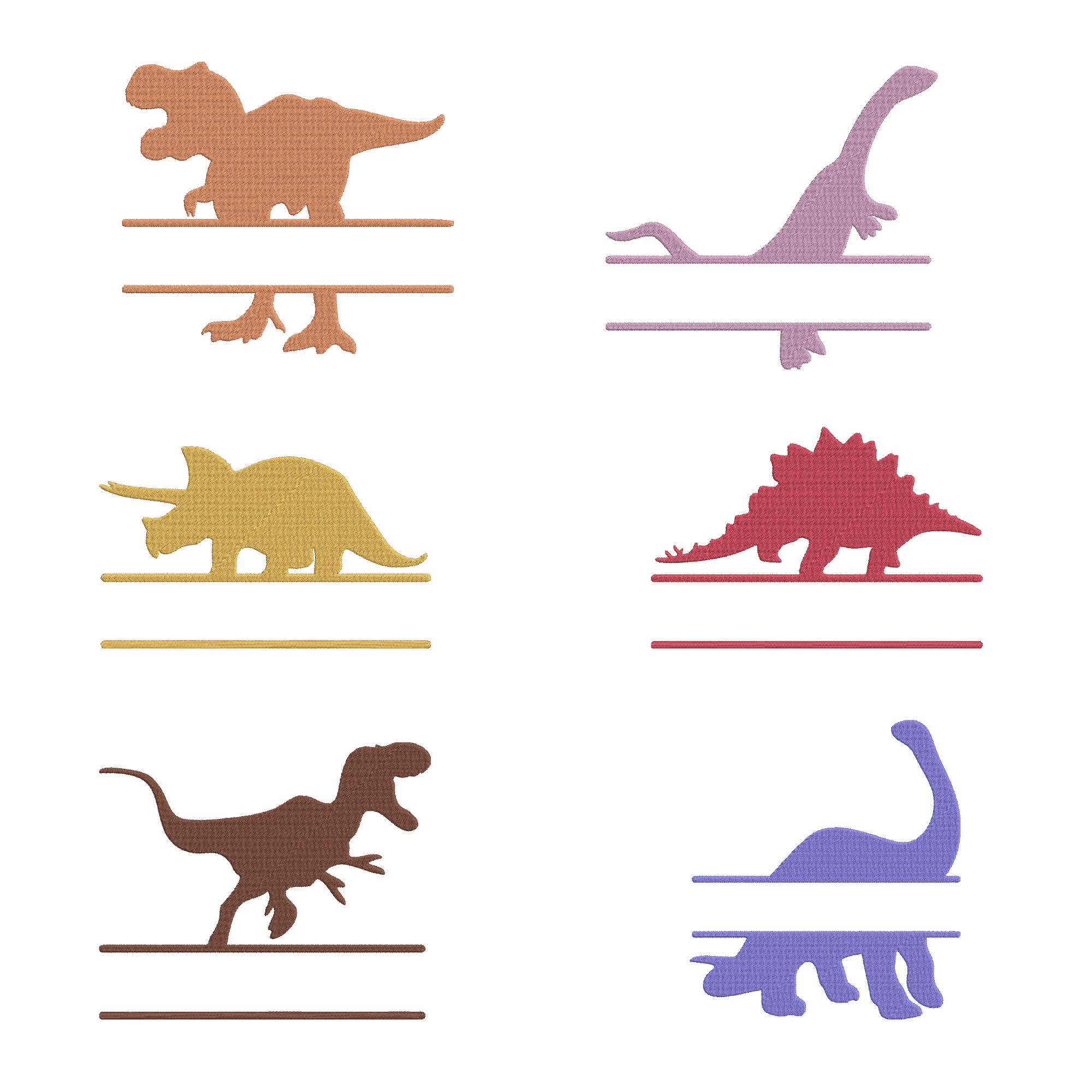 Dinosaur Name Frame Embroidery Design Bundle, Dino Split Frame Embroidery File