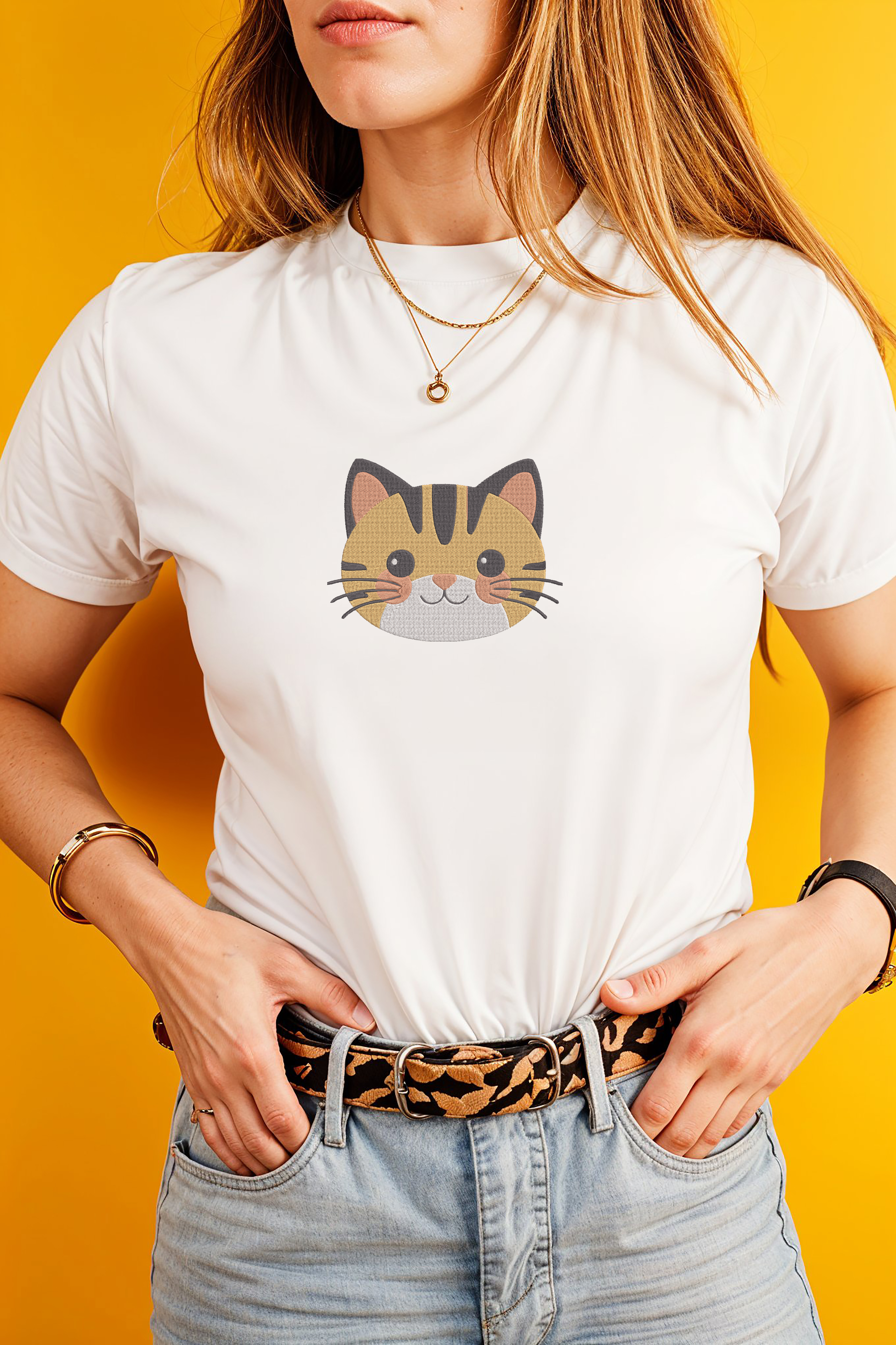 Cute Cat Face Embroidery Bundle, Kitten Head Embroidery Design thumbnail 2