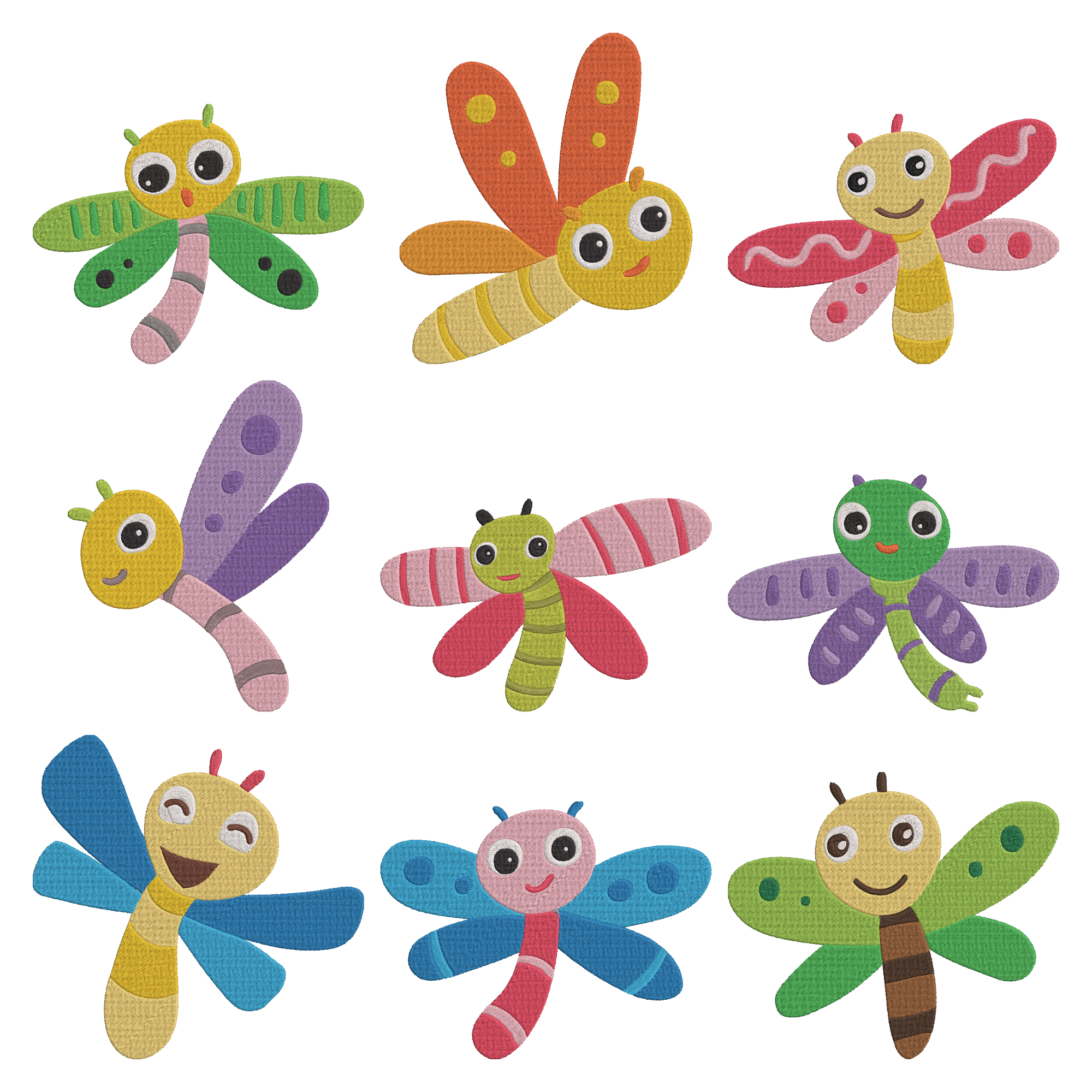 Dragonfly Embroidery Design Bundle, Cute Bug Embroidery File, Instant Download